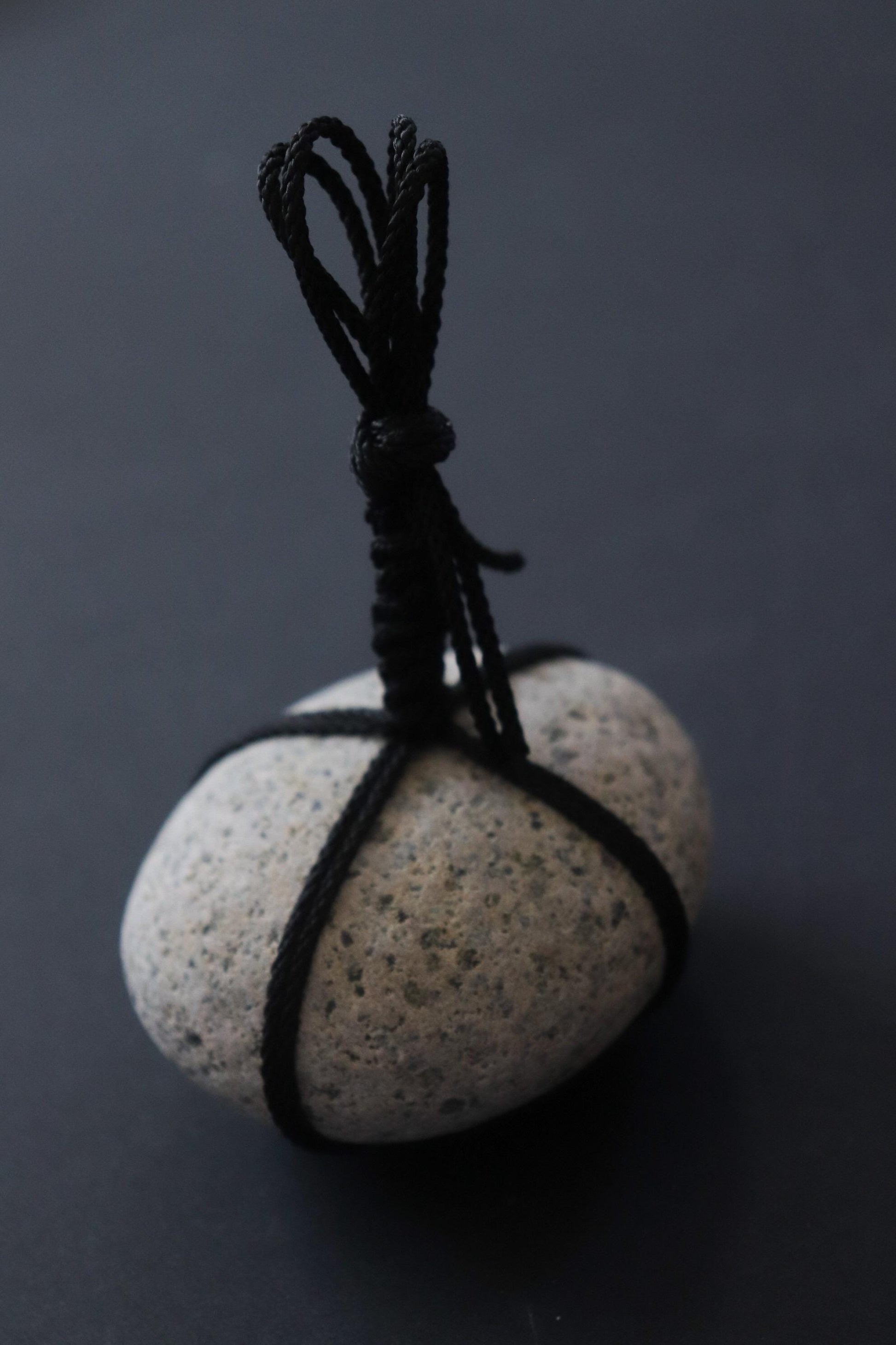 Sekimori Ishi Japanese Stone Marker Black Edo Cord Niigata Stone Zen Decor Wabi Sabi Minimal Sculpture