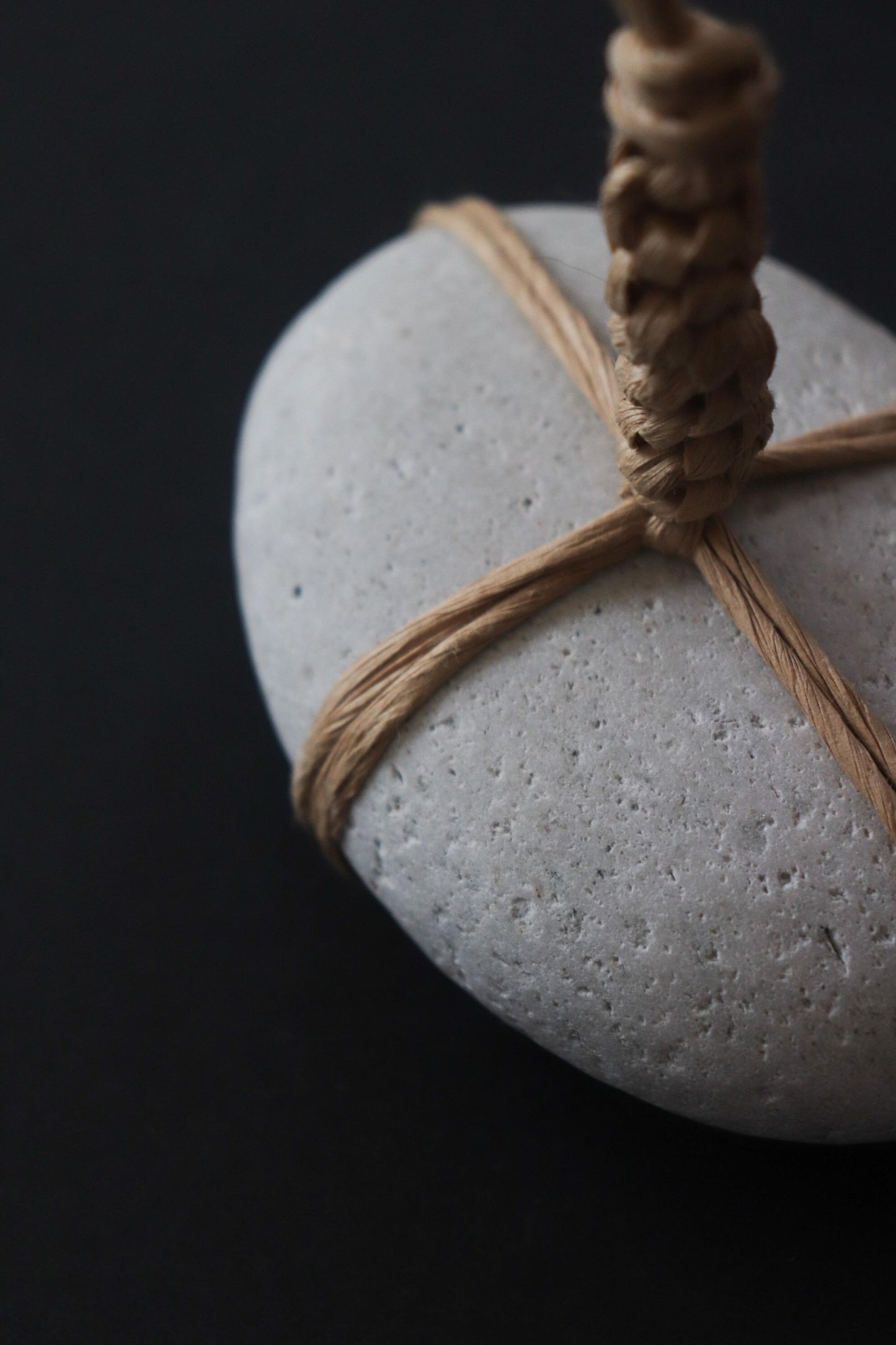Sekimori Ishi Japanese Stone Marker Paper Cord Niigata Stone Zen Decor Wabi Sabi Minimal Object Tall Form