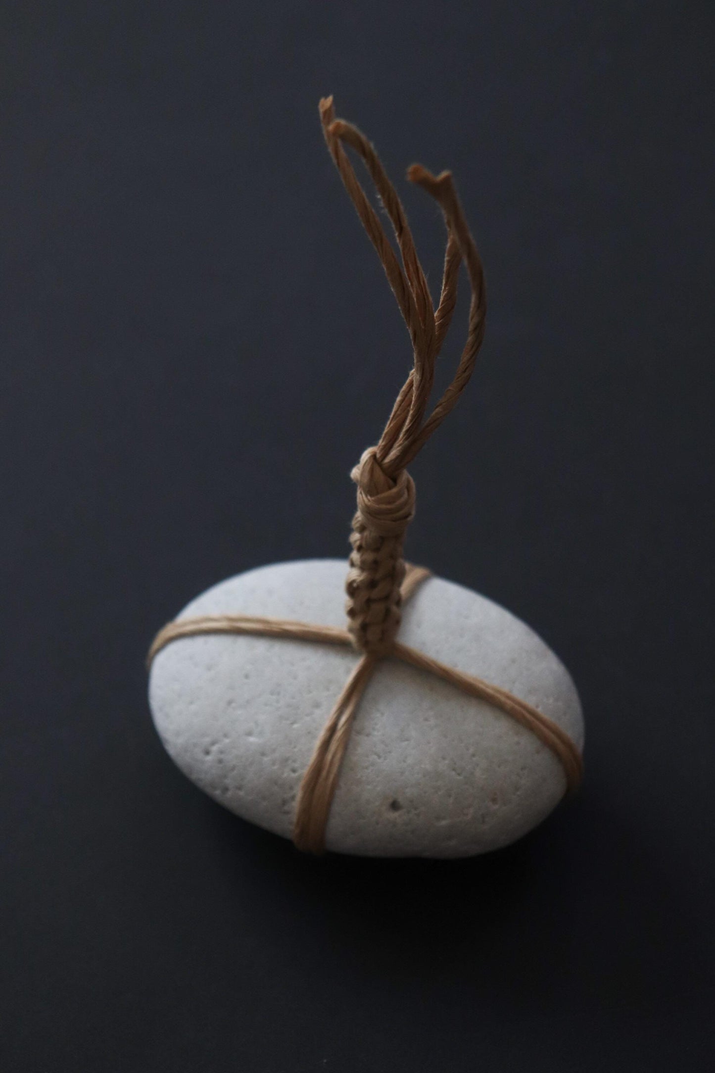 Sekimori Ishi Japanese Stone Marker Paper Cord Niigata Stone Zen Decor Wabi Sabi Minimal Object Tall Form