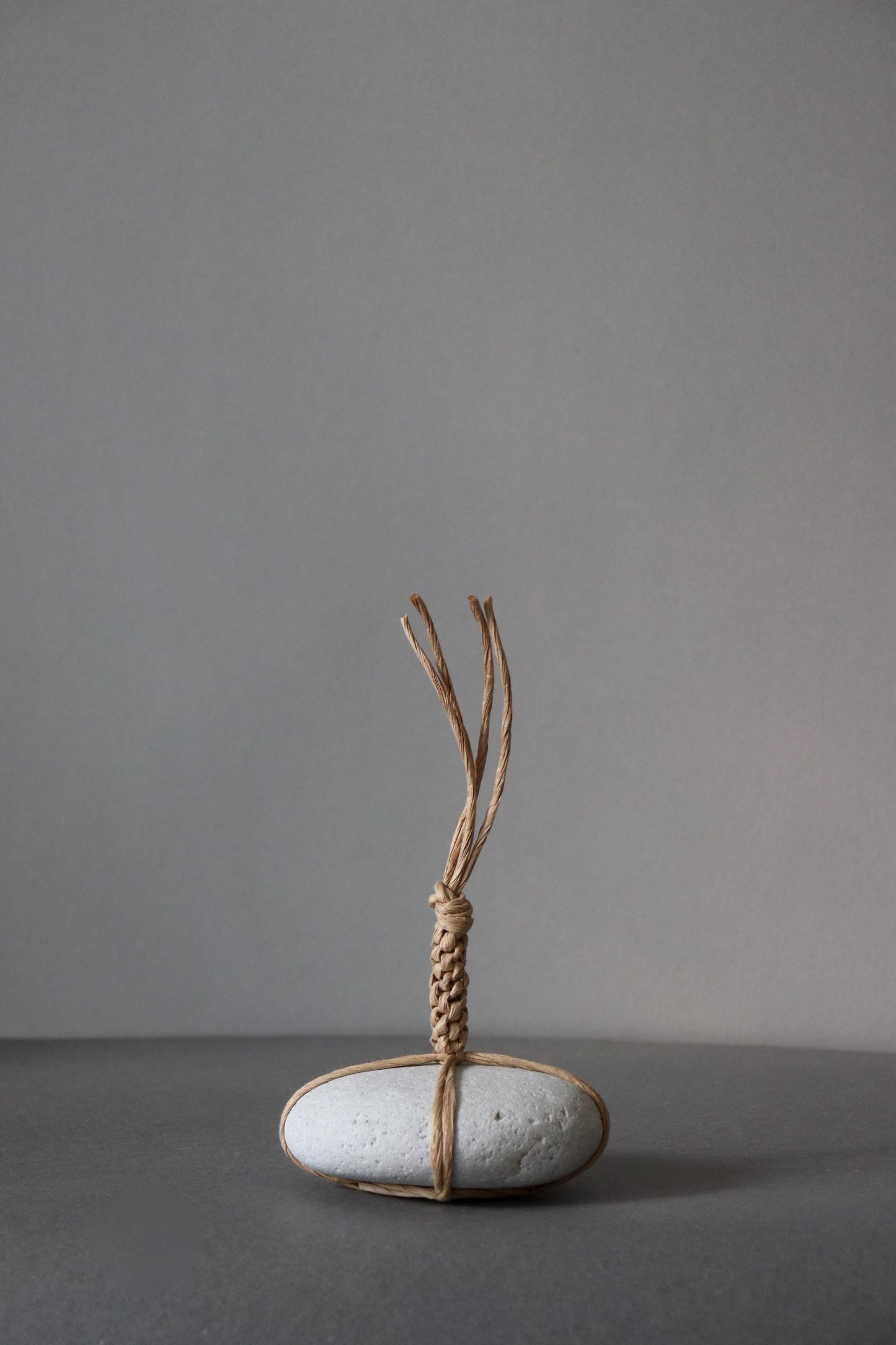 Sekimori Ishi Japanese Stone Marker Paper Cord Niigata Stone Zen Decor Wabi Sabi Minimal Object Tall Form