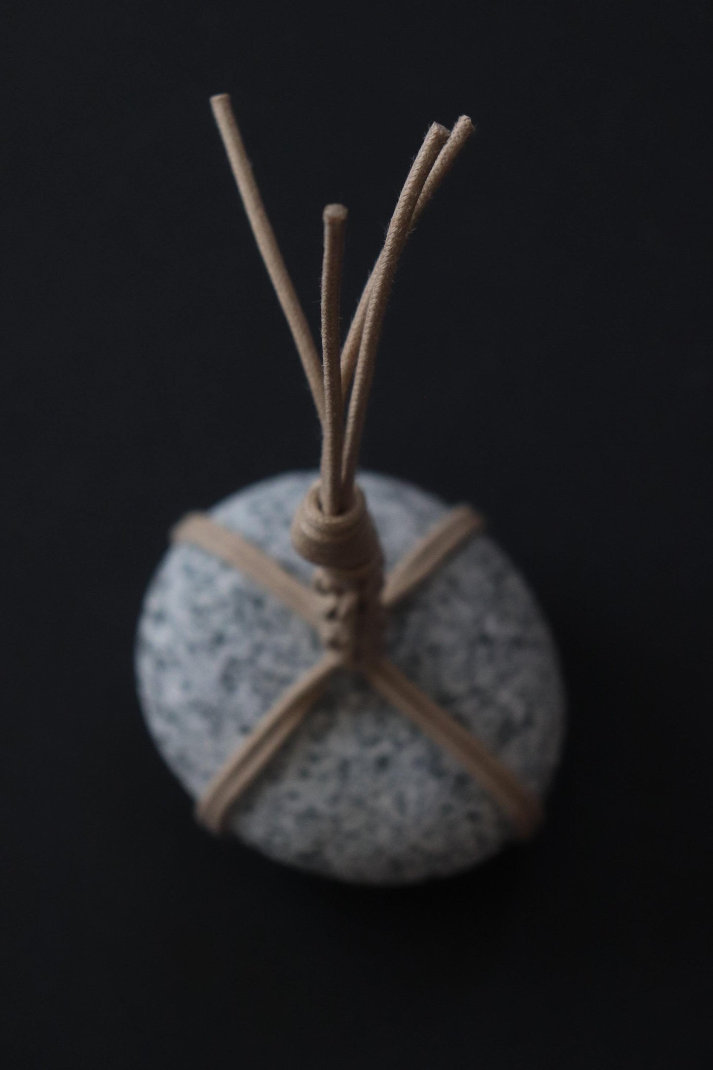 Sekimori Ishi Japanese Stone Marker Cotton Wax Cord Niigata Stone Zen Decor Wabi Sabi Object Minimal Sculpture