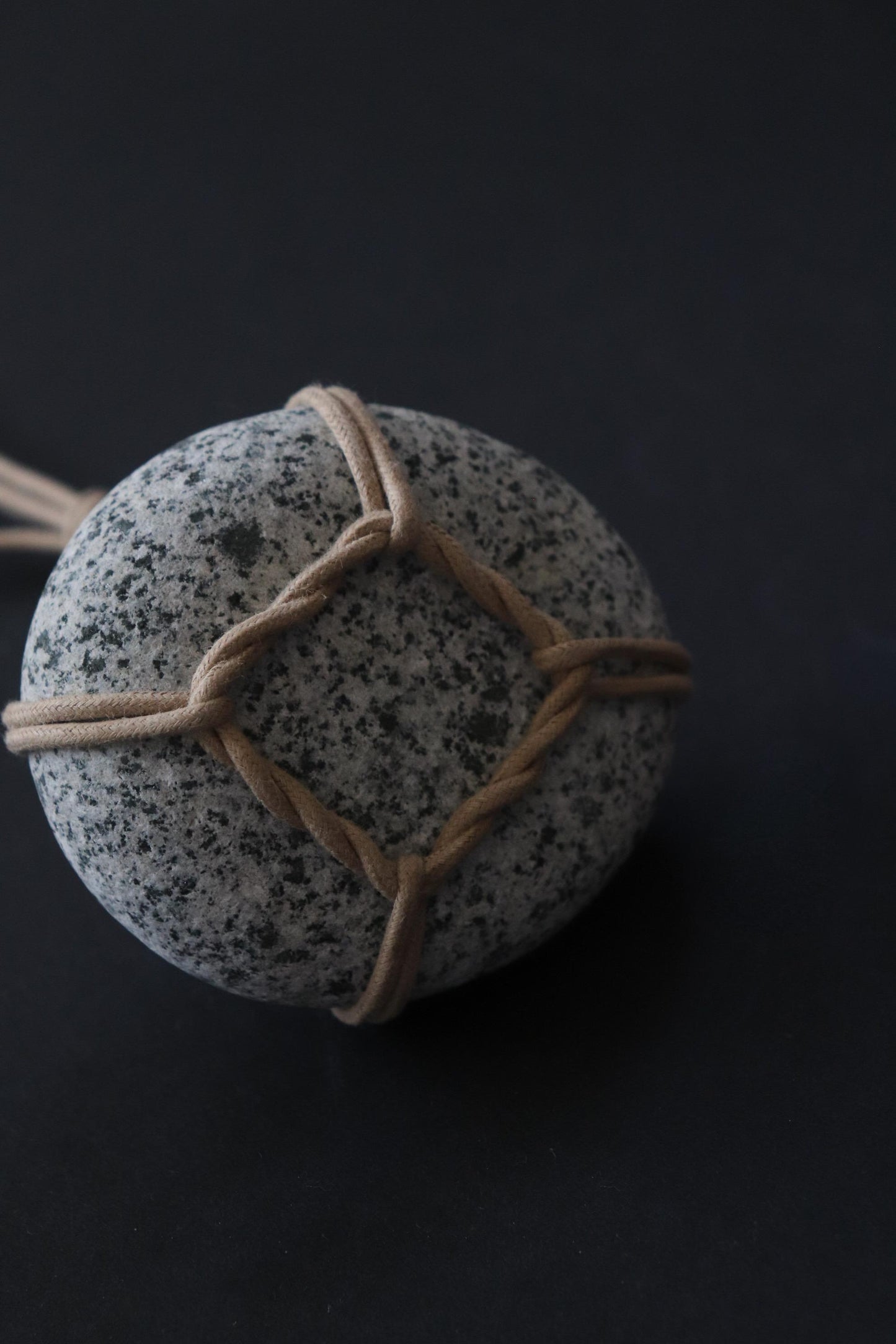 Sekimori Ishi Japanese Stone Marker Cotton Wax Cord Niigata Stone Zen Decor Wabi Sabi Object Minimal Sculpture