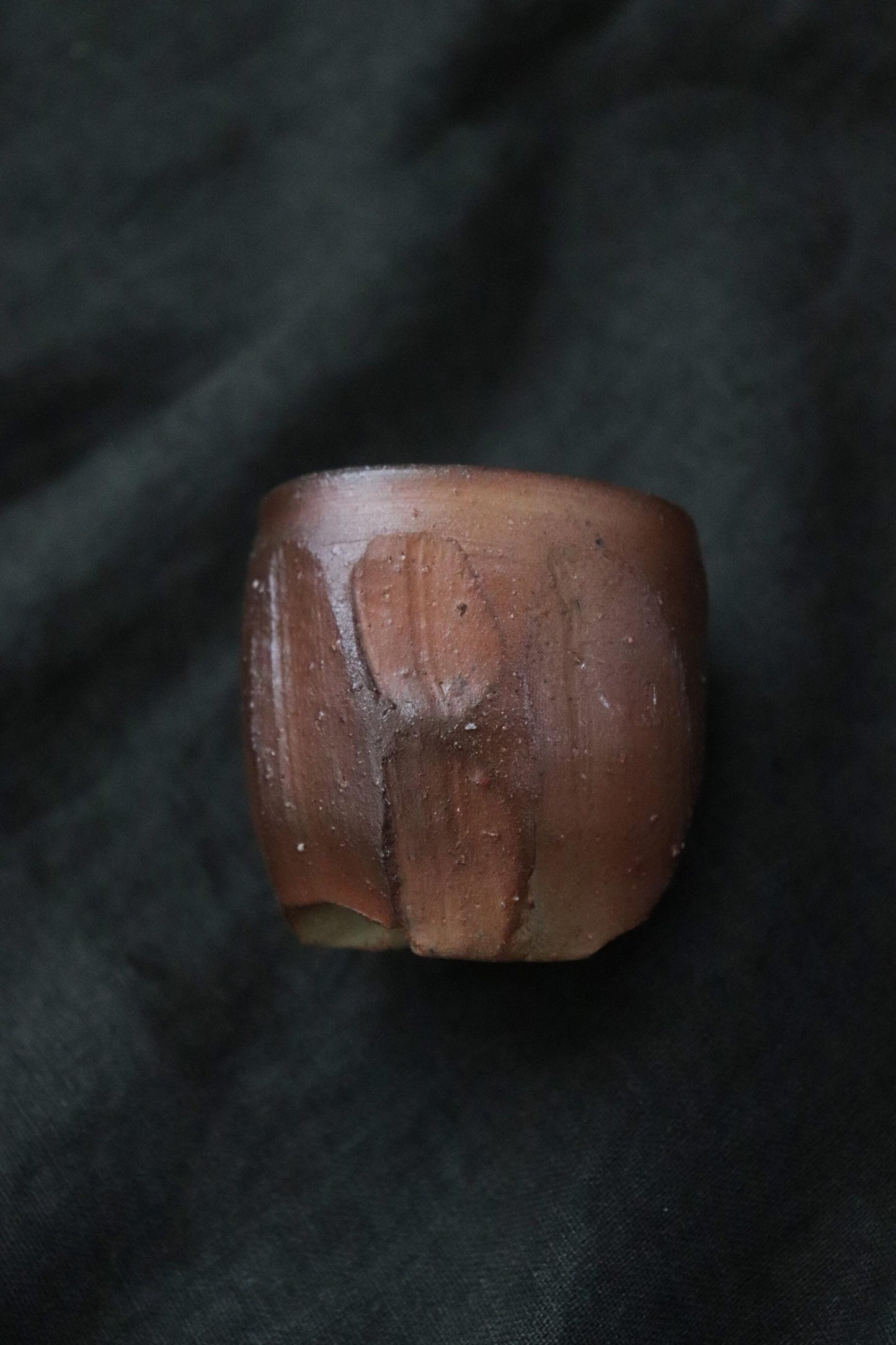 Bizen Ware Sake Cup by Katsumi Yoshioka Handmade Guinomi Japanese Pottery Sculptural Ceramic Ochoko Wabi Sabi One of a Kind