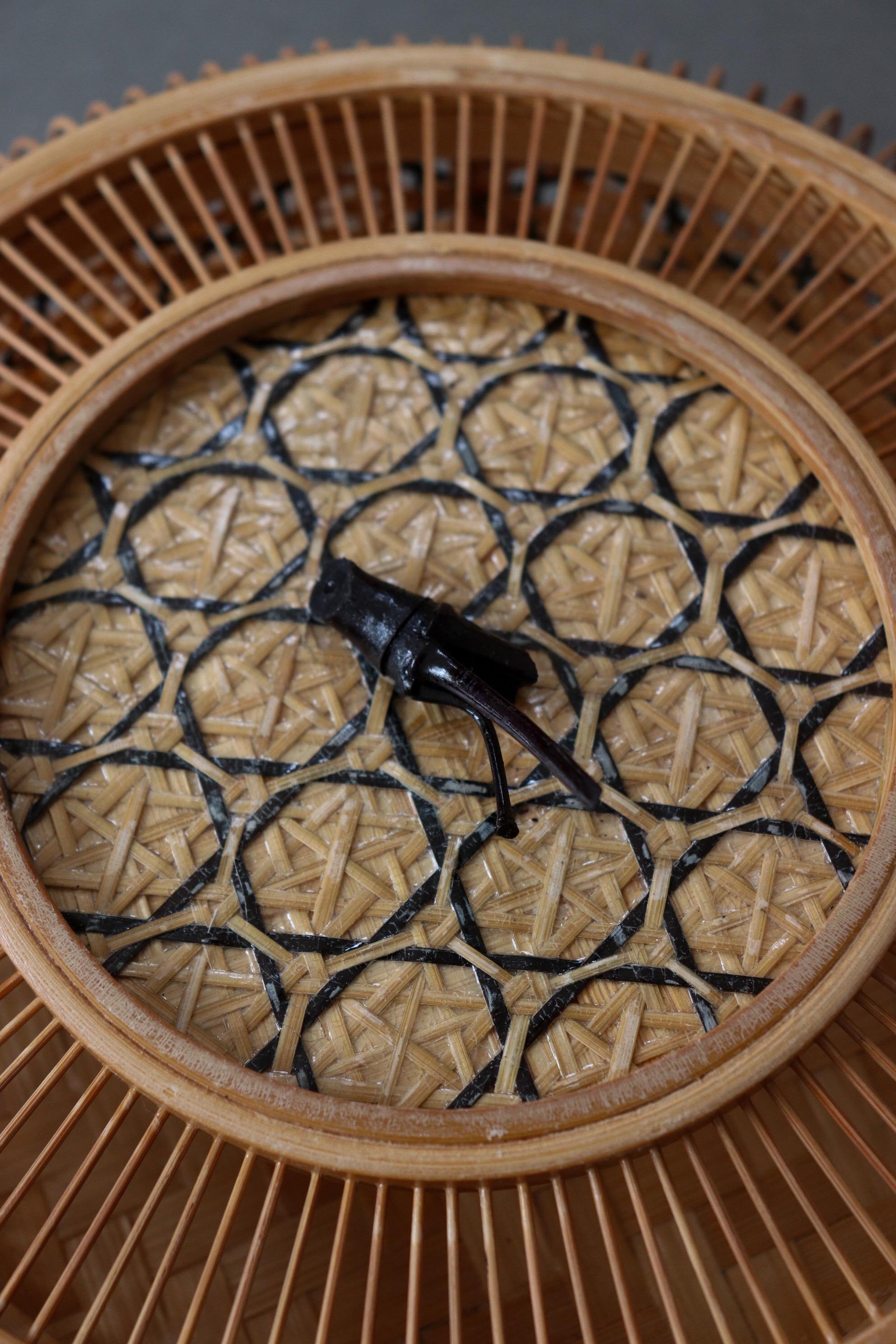 Suruga Bamboo Basket Vintage Japanese Takezaiku Handmade Storage Box Signed Suzuki Kikujirō Wabi Sabi Decor