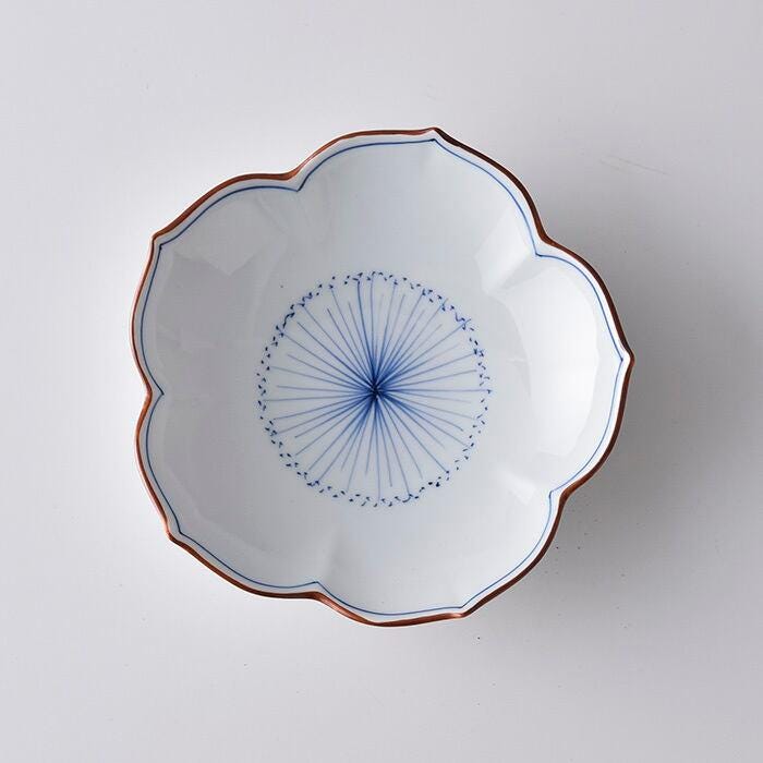 Hasami Ware Kikyo Plate, Japanese Small Dish, Hand Painted Porcelain Plate, Floral Shape Plate, Minimalist Tableware, Side Dish Plate Japan