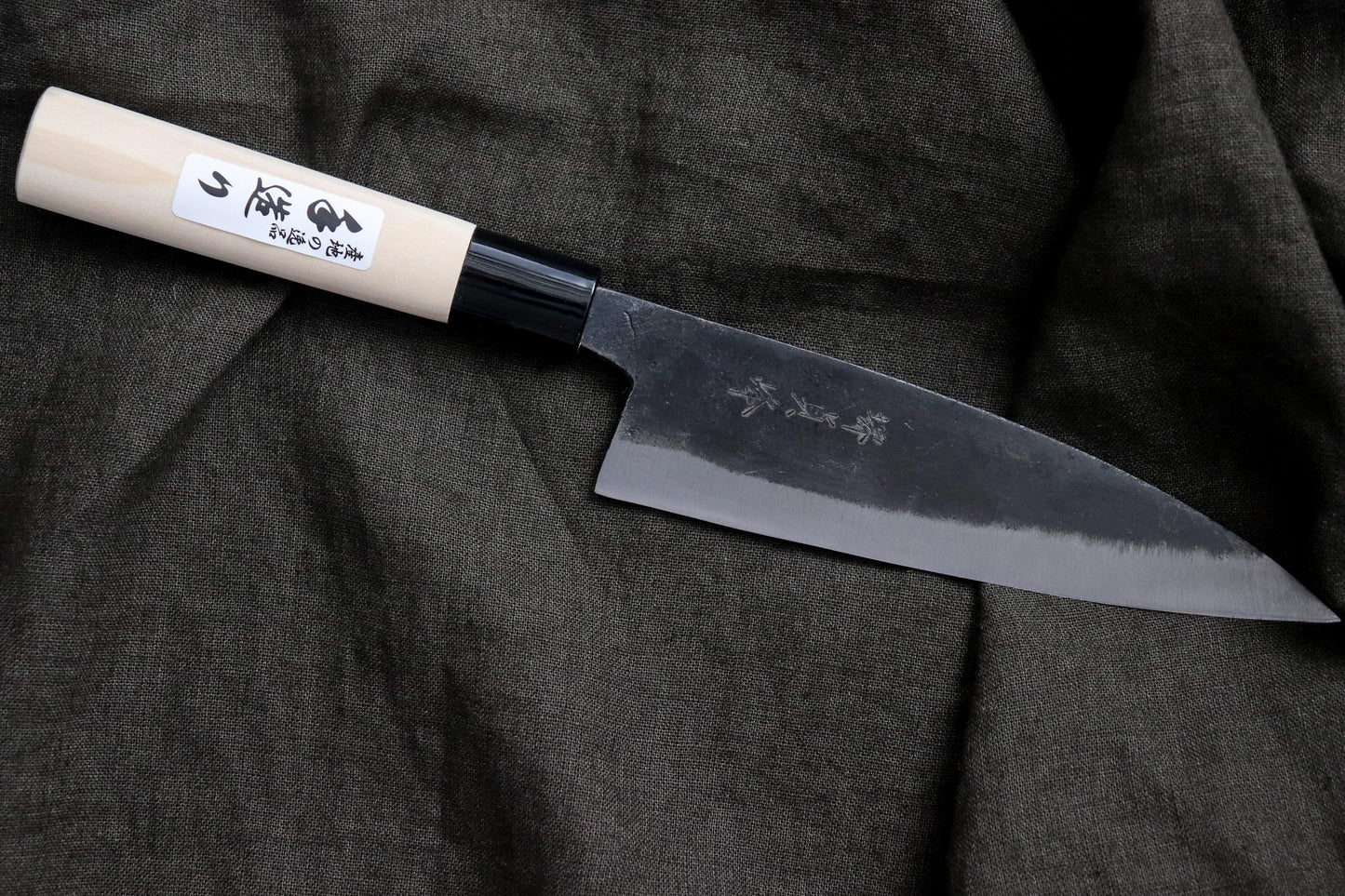 Japanese Kitchen Knife 165mm Kurouchi Finish, Single Bevel Knife, Traditional Iron Blade, Handmade Style Japanese Chef Knife, Made in Japan