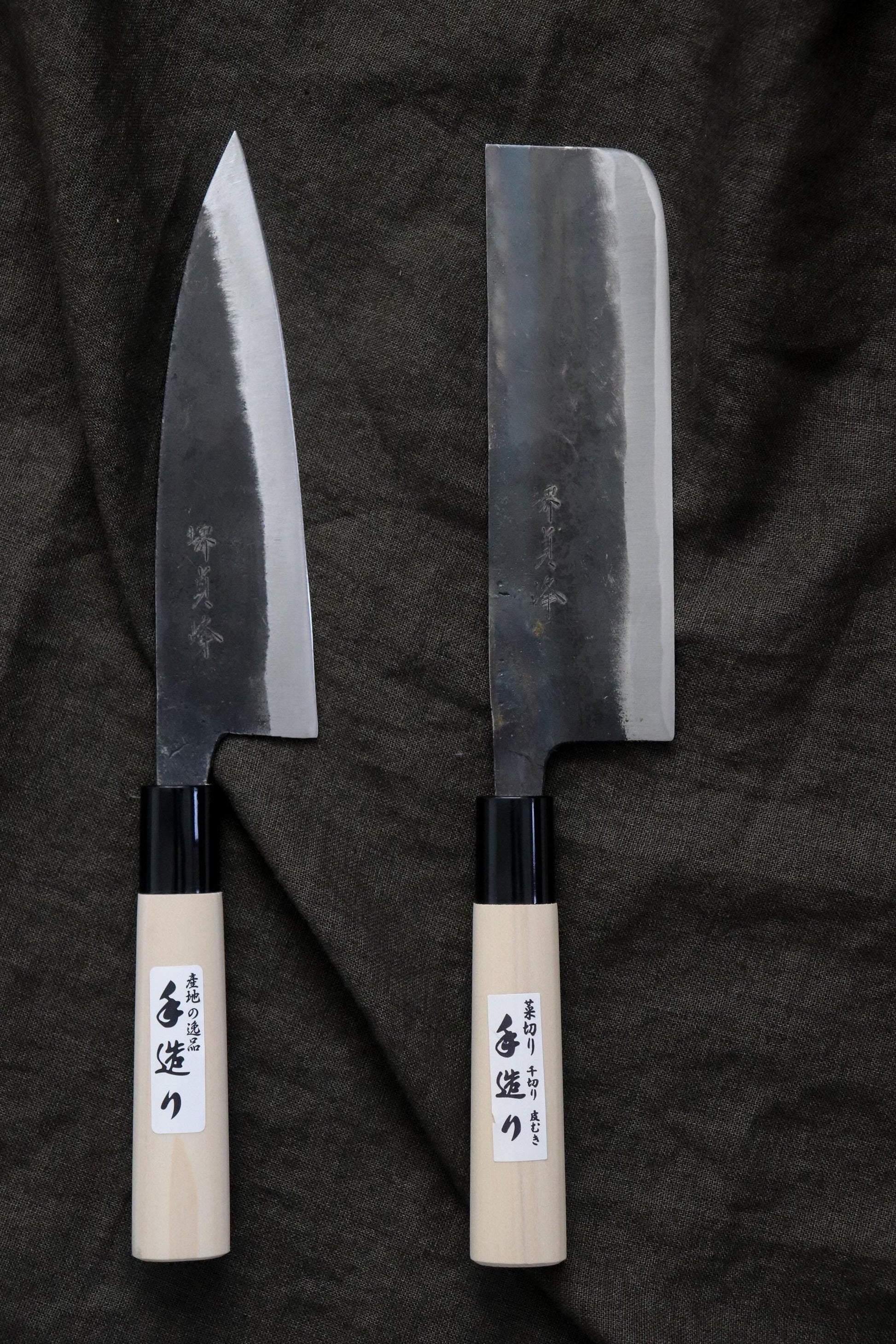 Japanese Nakiri Knife 165mm Kurouchi Finish, Vegetable Knife Double Bevel, Traditional Iron Blade Kitchen Knife, Made in Japan