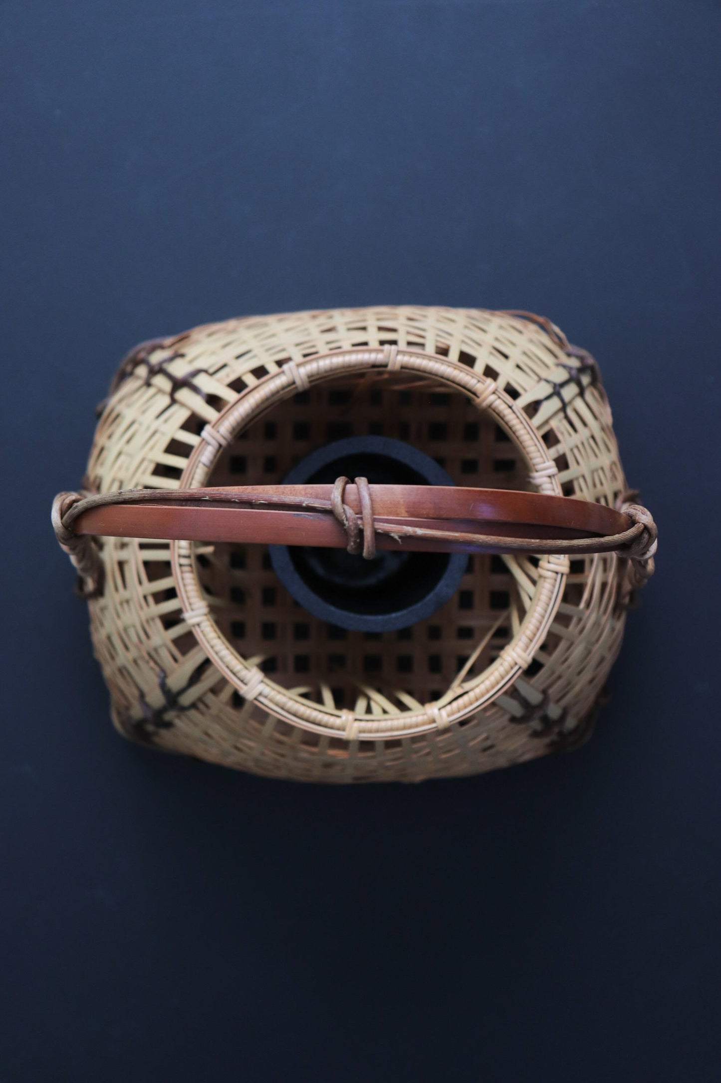 Vintage Japanese Bamboo Flower Basket, Ikebana Basket, Sculptural Woven Bamboo Vase, Traditional Japanese Decor, Wabi Sabi Home