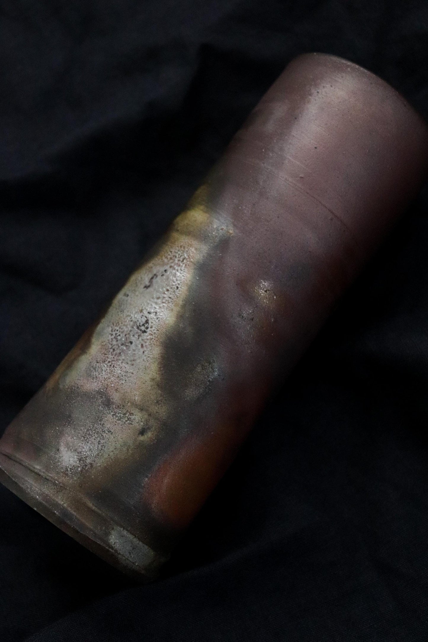Bizen Ware Cylinder Vase by Shunkōen, Japanese Ceramic Vase, Handmade Pottery, Wabi Sabi Decor, Minimalist Sculptural Object, One of a Kind