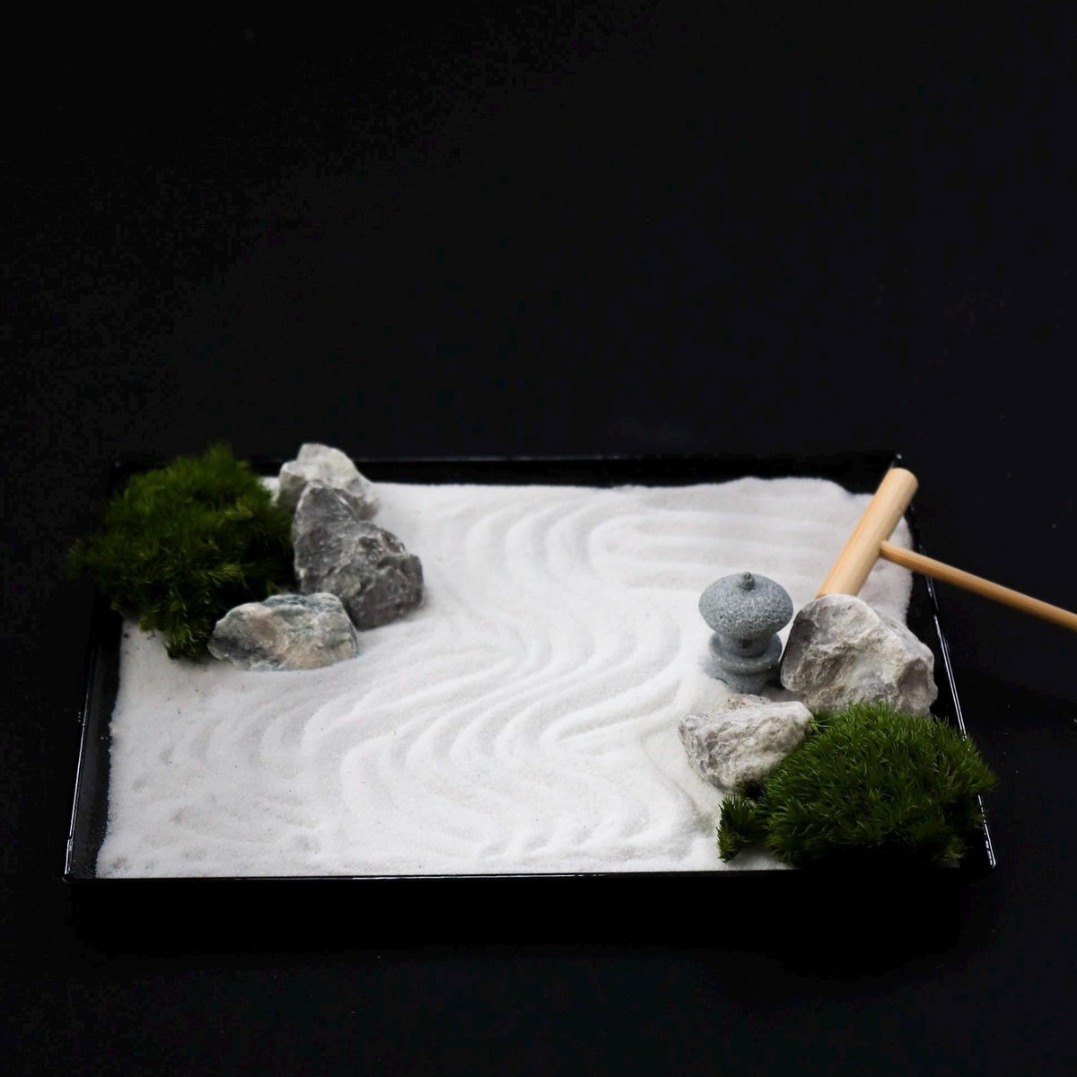 Japanese Zen Garden Kit, Mini Karesansui Set with Moss and Lantern, Desk Zen Garden, Meditation Decor, DIY Japanese Garden