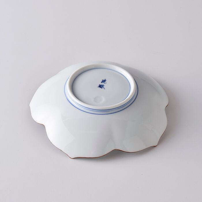 Hasami Ware Kikyo Plate, Japanese Small Dish, Hand Painted Porcelain Plate, Floral Shape Plate, Minimalist Tableware, Side Dish Plate Japan