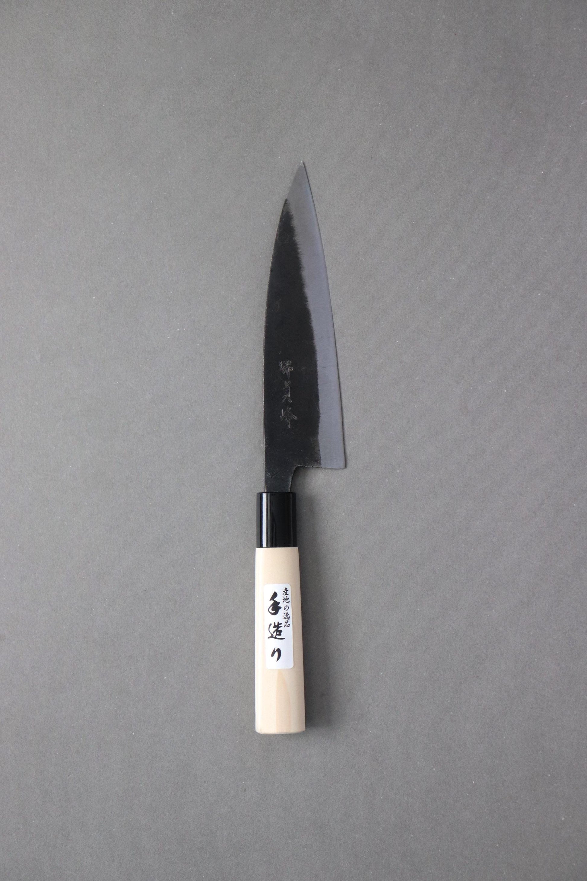 Japanese Kitchen Knife 165mm Kurouchi Finish, Single Bevel Knife, Traditional Iron Blade, Handmade Style Japanese Chef Knife, Made in Japan