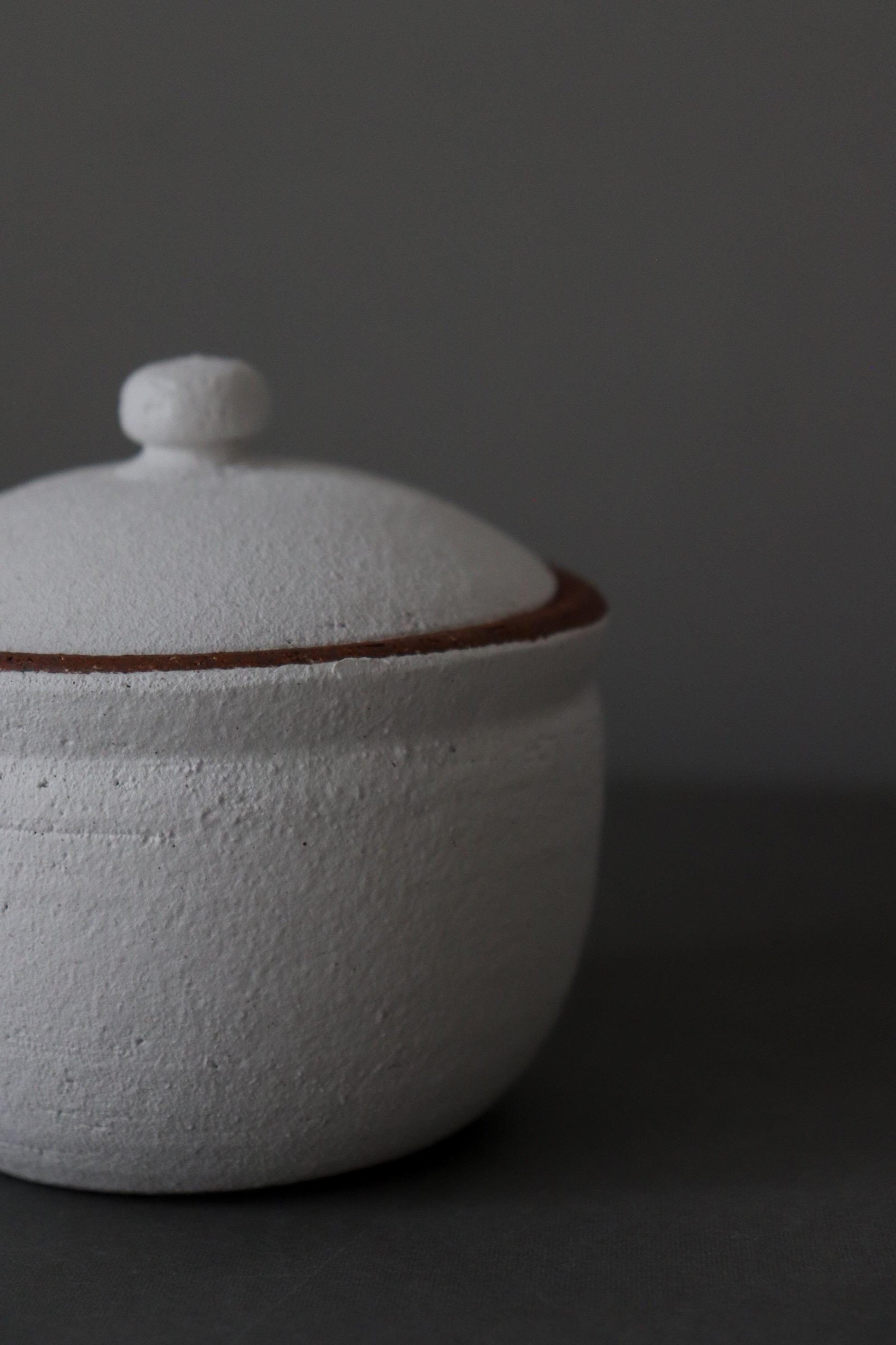 Japanese Shigaraki Salt Jar with Lid – Breathable Ceramic Salt Cellar for Moisture Control – Handmade Pottery Kitchen Storage