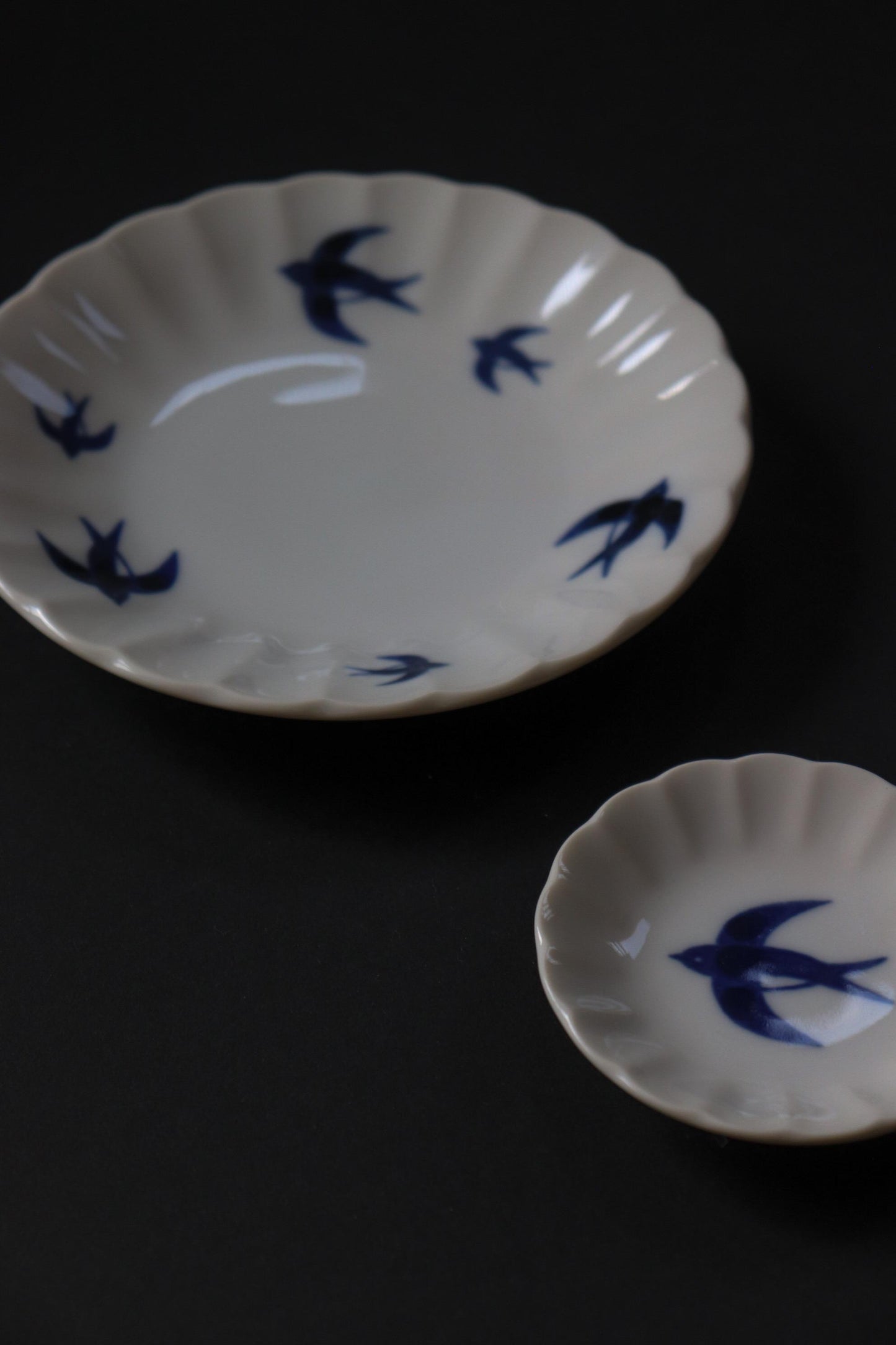 Japanese Swallow Plate – Mino Ware 15cm Porcelain Small Plate – Retro Bird Dessert Plate