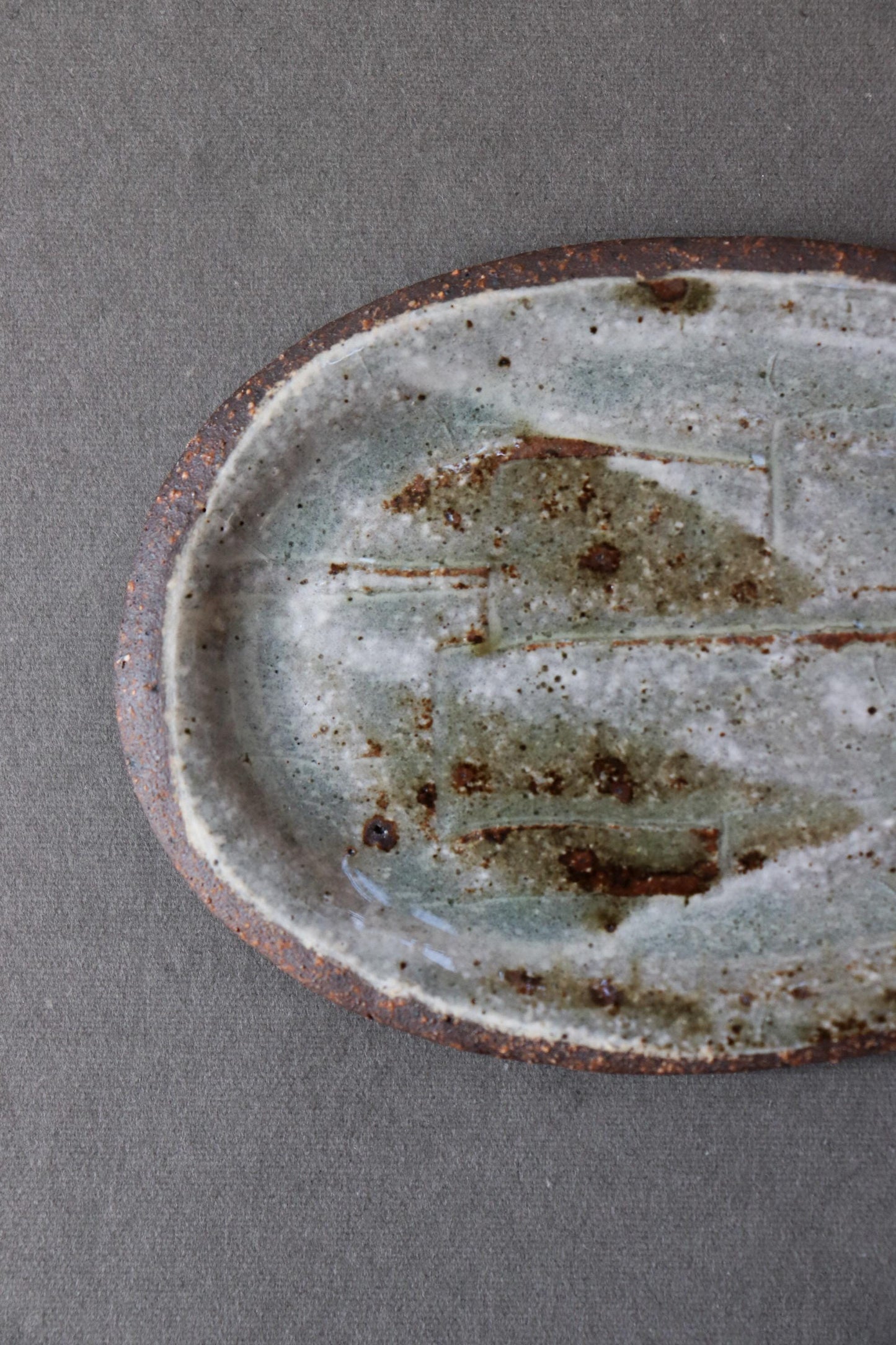 Japanese Oval Small Plate | Artisan Stoneware Sauce Dish | Ash Glaze Ceramic Mamezara | Handmade Pottery Dish Made in Japan
