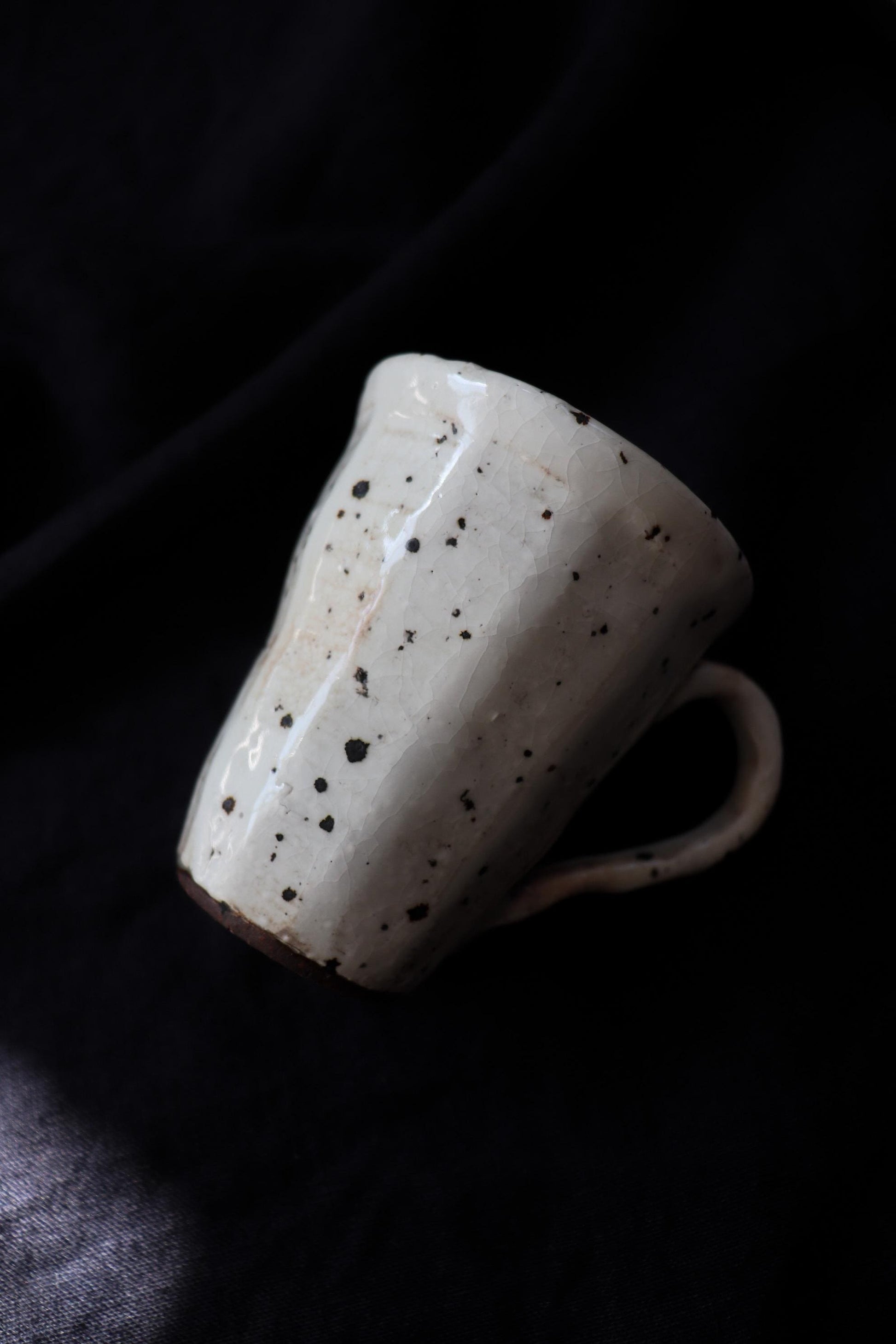 Japanese Handmade Ceramic Mug | White Speckled Pottery Cup | One of a Kind Artisan Coffee Mug | Made in Japan