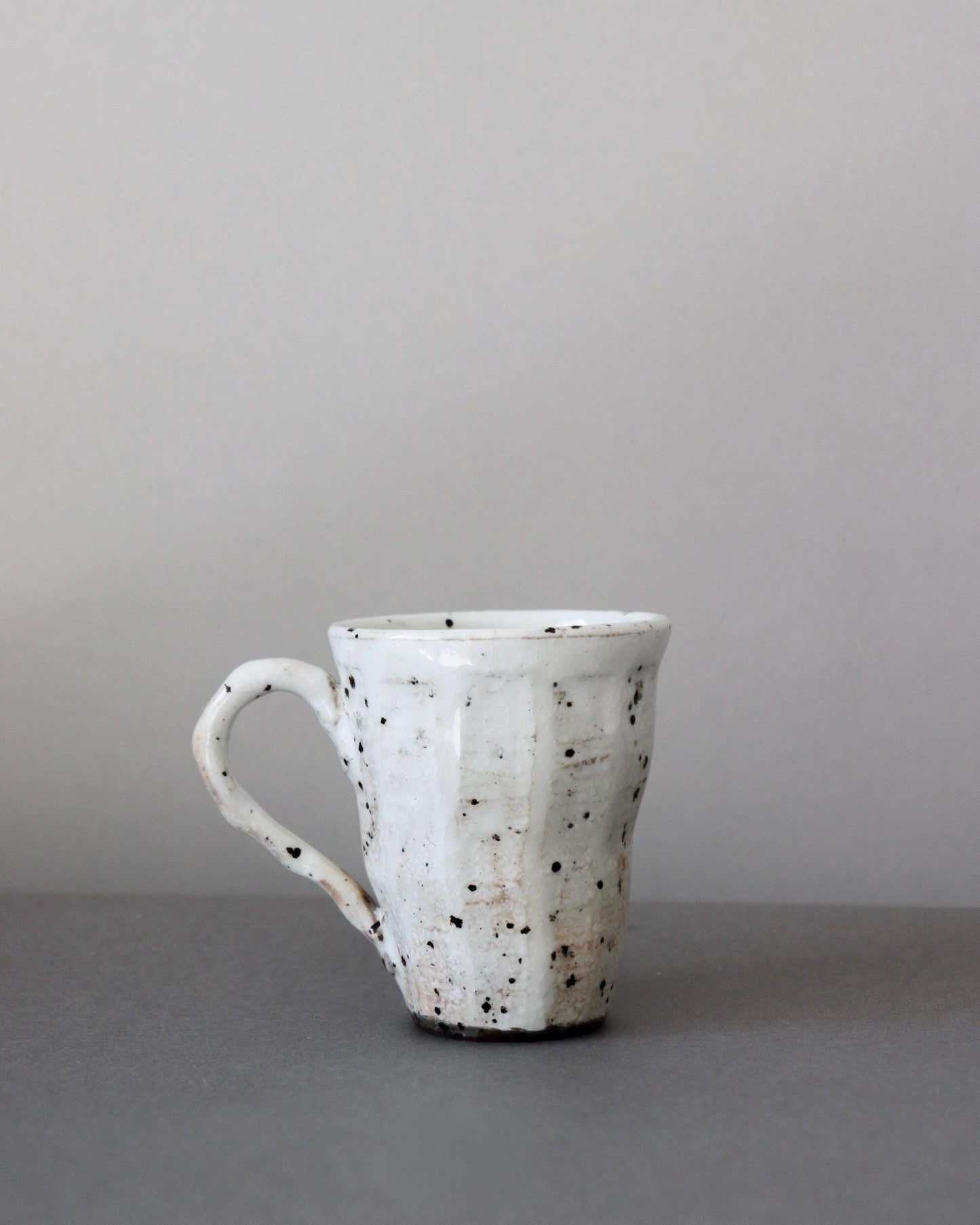 Japanese Handmade Ceramic Mug | White Speckled Pottery Cup | One of a Kind Artisan Coffee Mug | Made in Japan