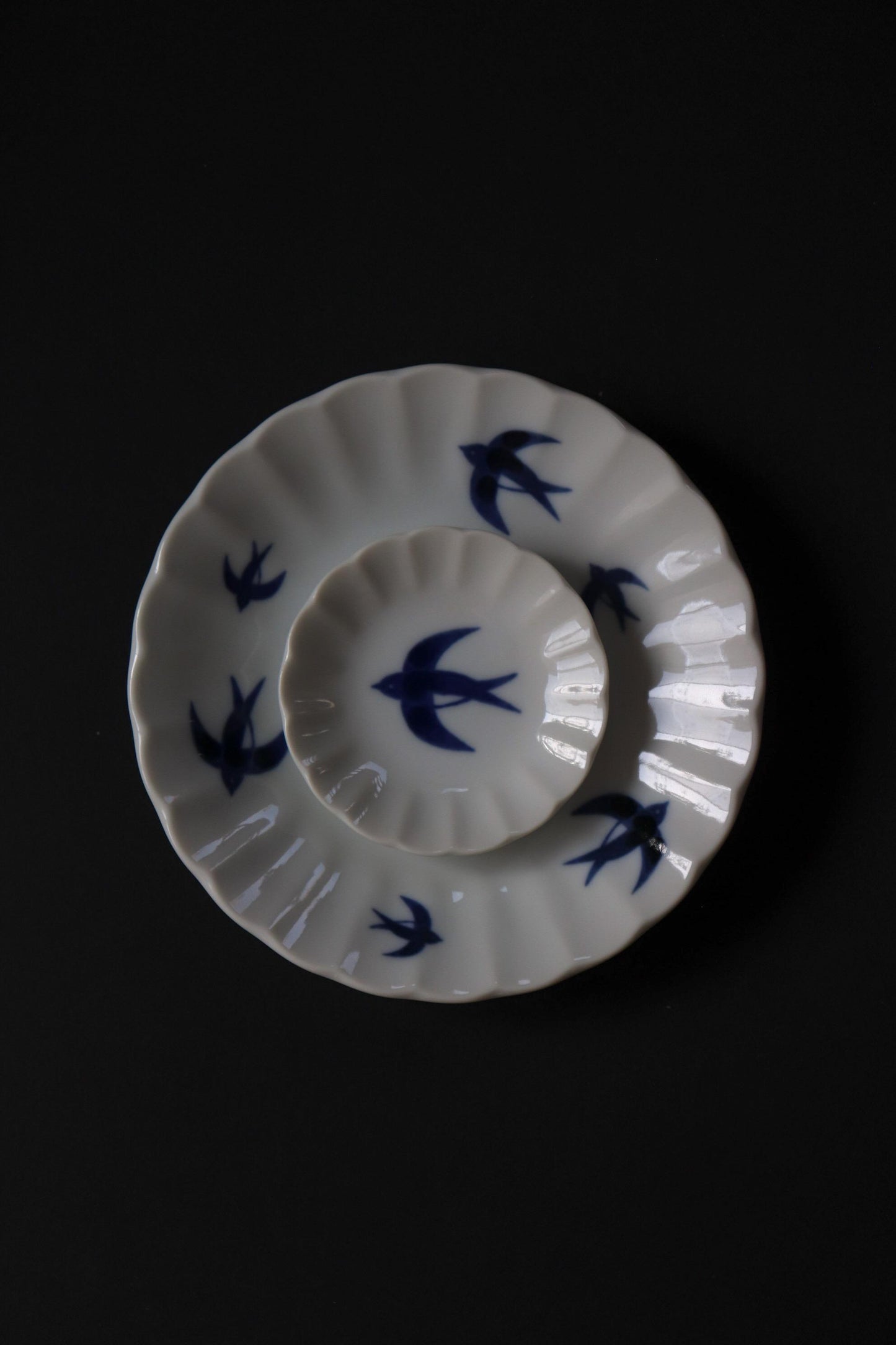 Japanese Swallow Plate – Mino Ware 15cm Porcelain Small Plate – Retro Bird Dessert Plate