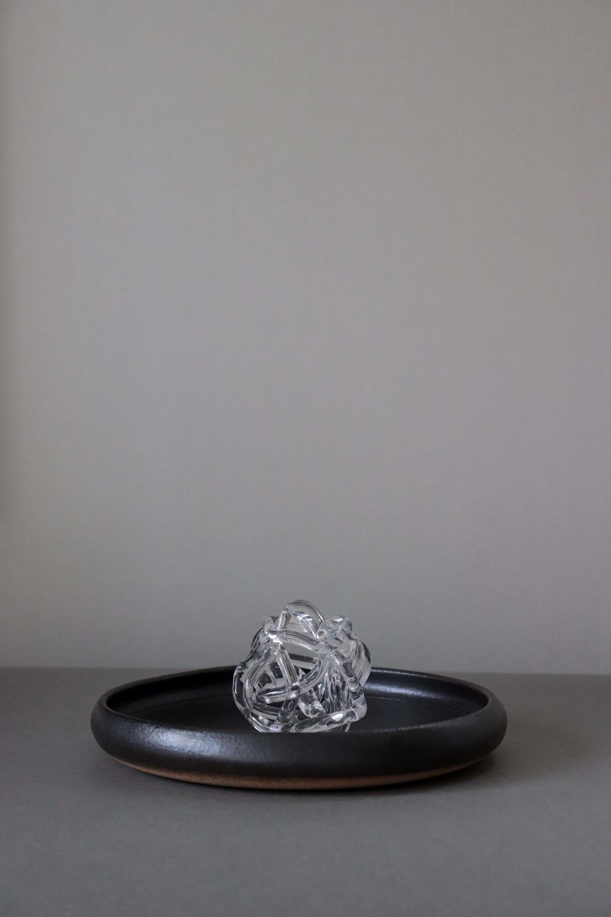 Japanese Ikebana Flower Vessel – Shigaraki Ware Ceramic Suiban Bowl – Minimalist Japanese Flower Arrangement Plate