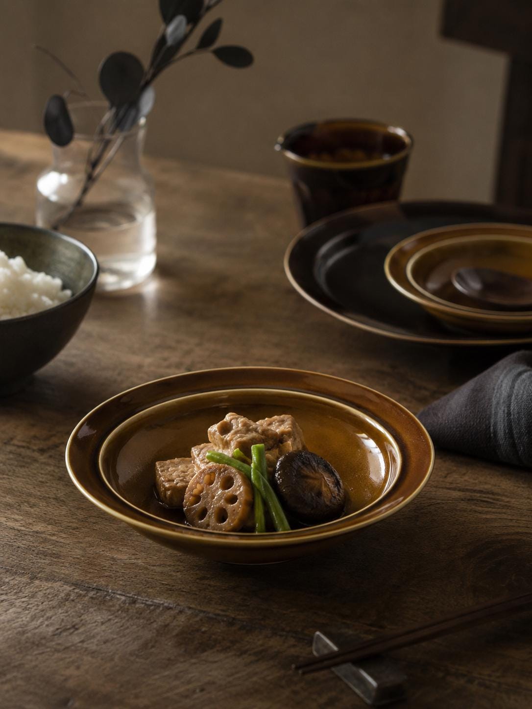 Japanese Caramel Bowl 17cm by ODA Pottery – Mino Ware Ceramic Serving Bowl, Modern Japanese Tableware, Microwave & Dishwasher Safe