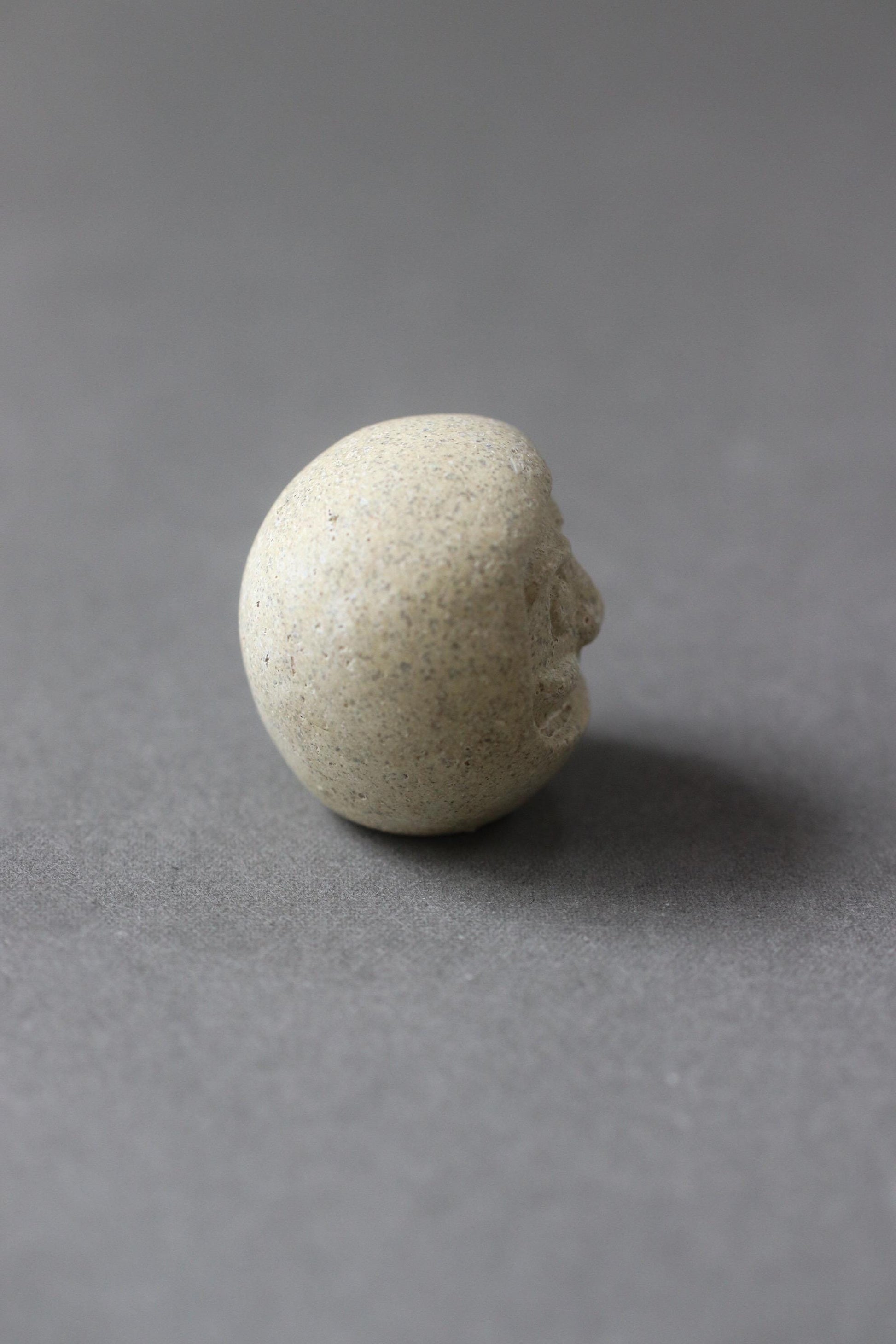 Japanese Upcycled Daruma Figurine – RE:DARUMA Food Stone Ornament, Coffee Brown / Herb Green, Eco Japanese Good Luck Charm