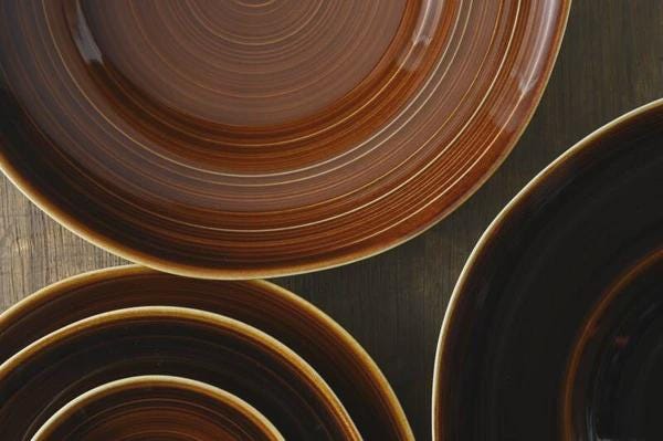 Japanese Kushime Deep Plate 16cm Amber Glaze | Mino Ware Japanese Ceramic Bowl | Modern Wabi Sabi Serving Dish | Made in Japan
