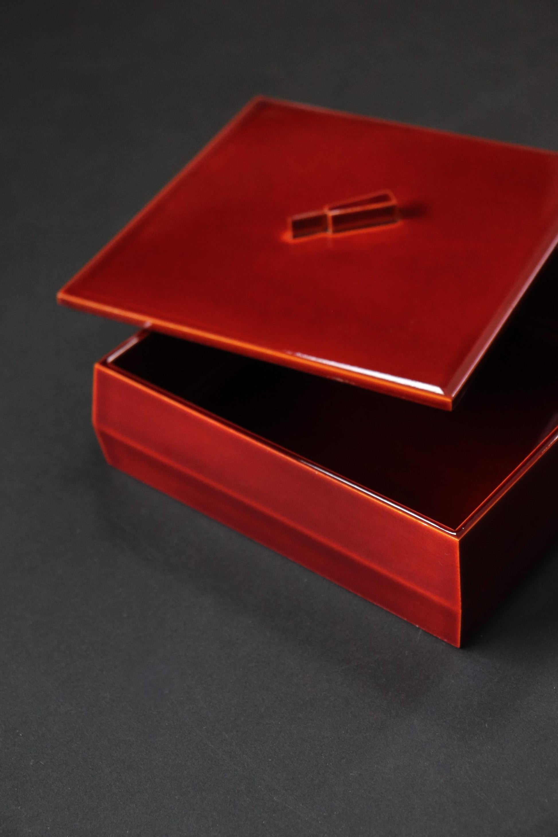 Unused Vintage Hida Takayama Shunkei Nuri Lacquer Box, Square Japanese Urushi Wagashi Container, Tea Ceremony Decor