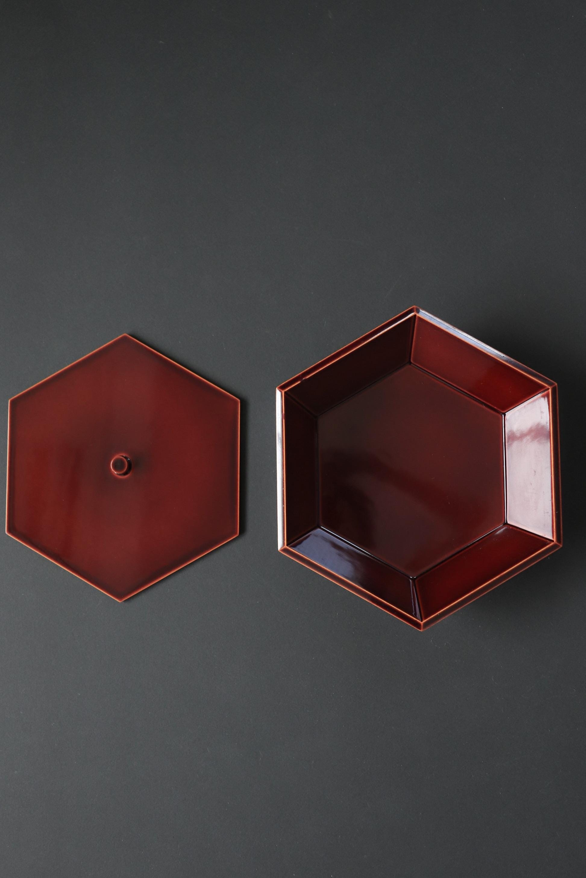 Unused Vintage Hida Takayama Shunkei Nuri Lacquer Box, Hexagonal Japanese Urushi Container, Wagashi Sweets Box, Tea Ceremony Decor