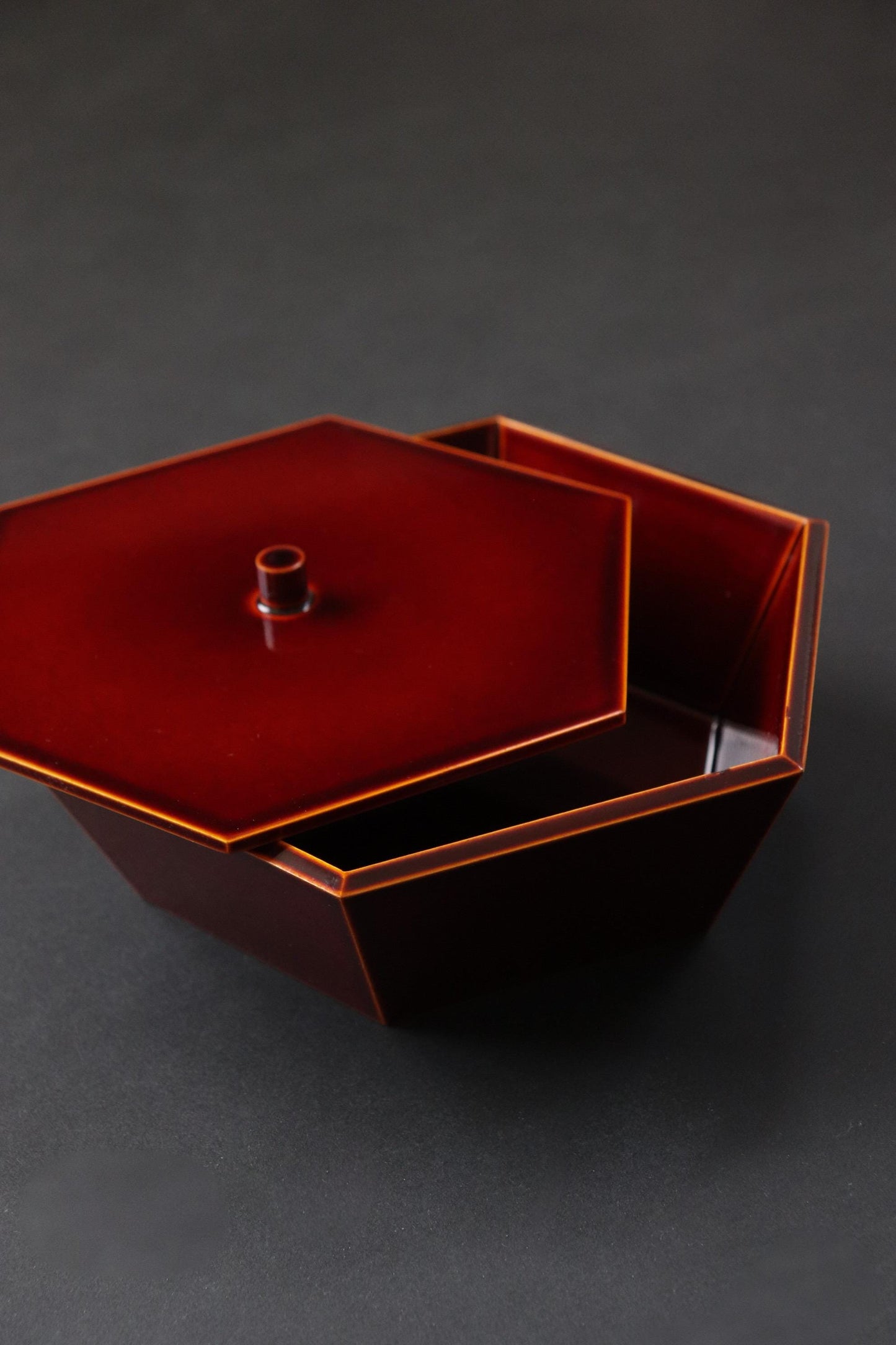 Unused Vintage Hida Takayama Shunkei Nuri Lacquer Box, Hexagonal Japanese Urushi Container, Wagashi Sweets Box, Tea Ceremony Decor