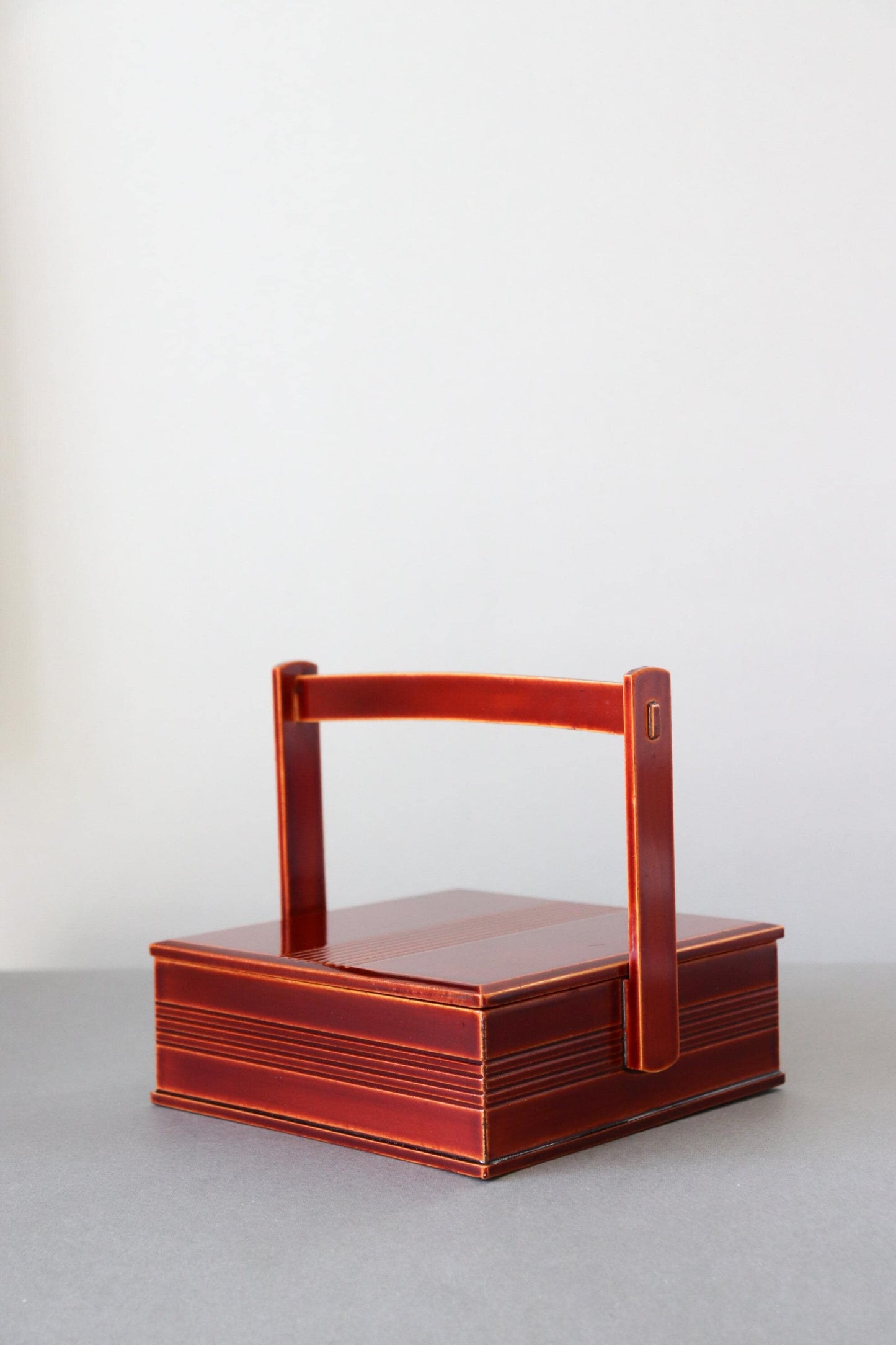 Unused Vintage Hida Takayama Shunkei Nuri Carry Box, Japanese Lacquer Storage Box with Handle, Tea Ceremony & Wagashi Container