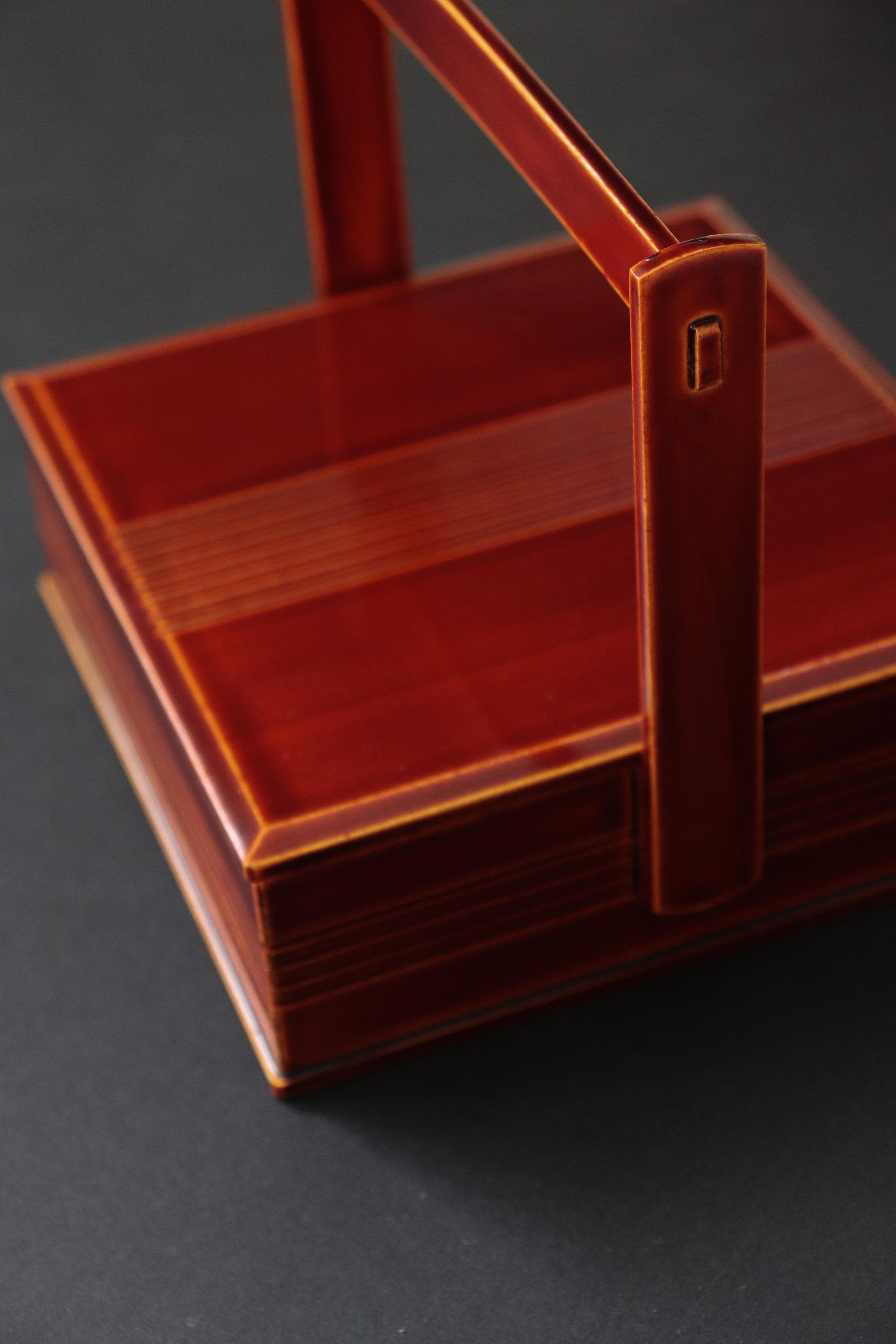 Unused Vintage Hida Takayama Shunkei Nuri Carry Box, Japanese Lacquer Storage Box with Handle, Tea Ceremony & Wagashi Container