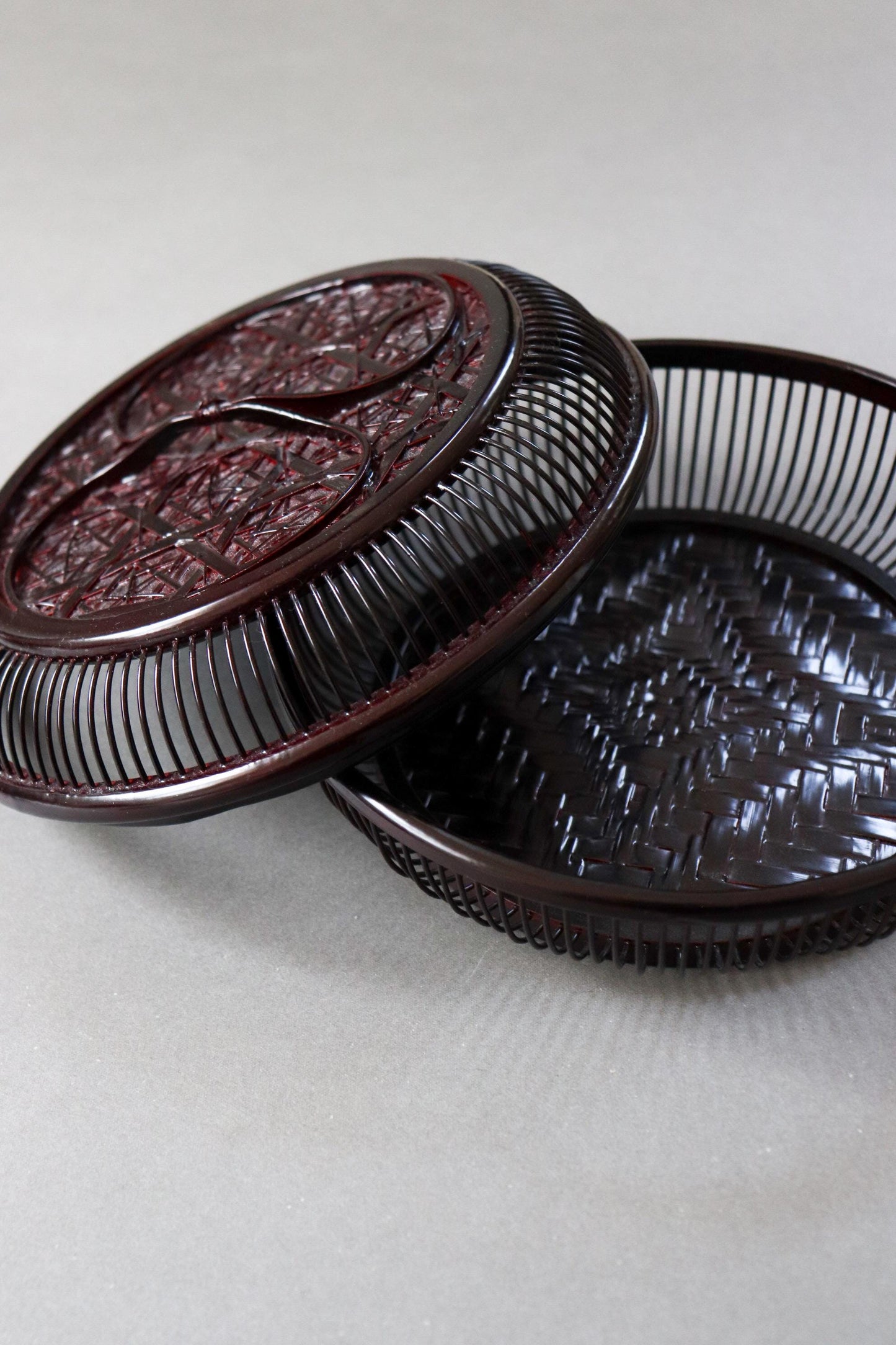 Vintage Japanese Lacquered Bamboo Basket | One-of-a-Kind Woven Bamboo Box | Tea Ceremony Storage | Japanese Decor Object