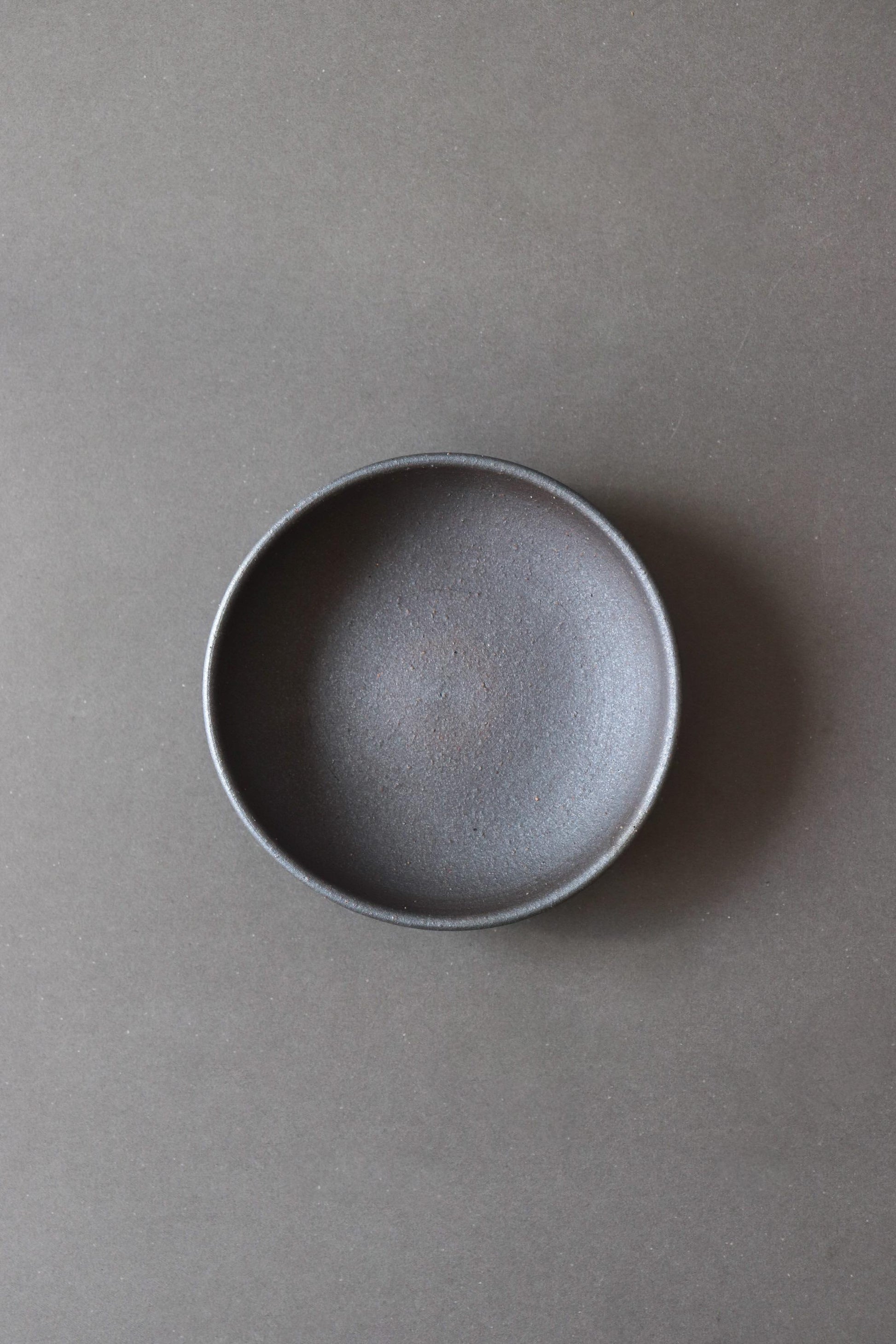Japanese Black Footed Bowl | Charcoal Stoneware Serving Bowl | Made in Japan Ceramic Dish | Wabi Sabi Tableware | Small Raised Bowl