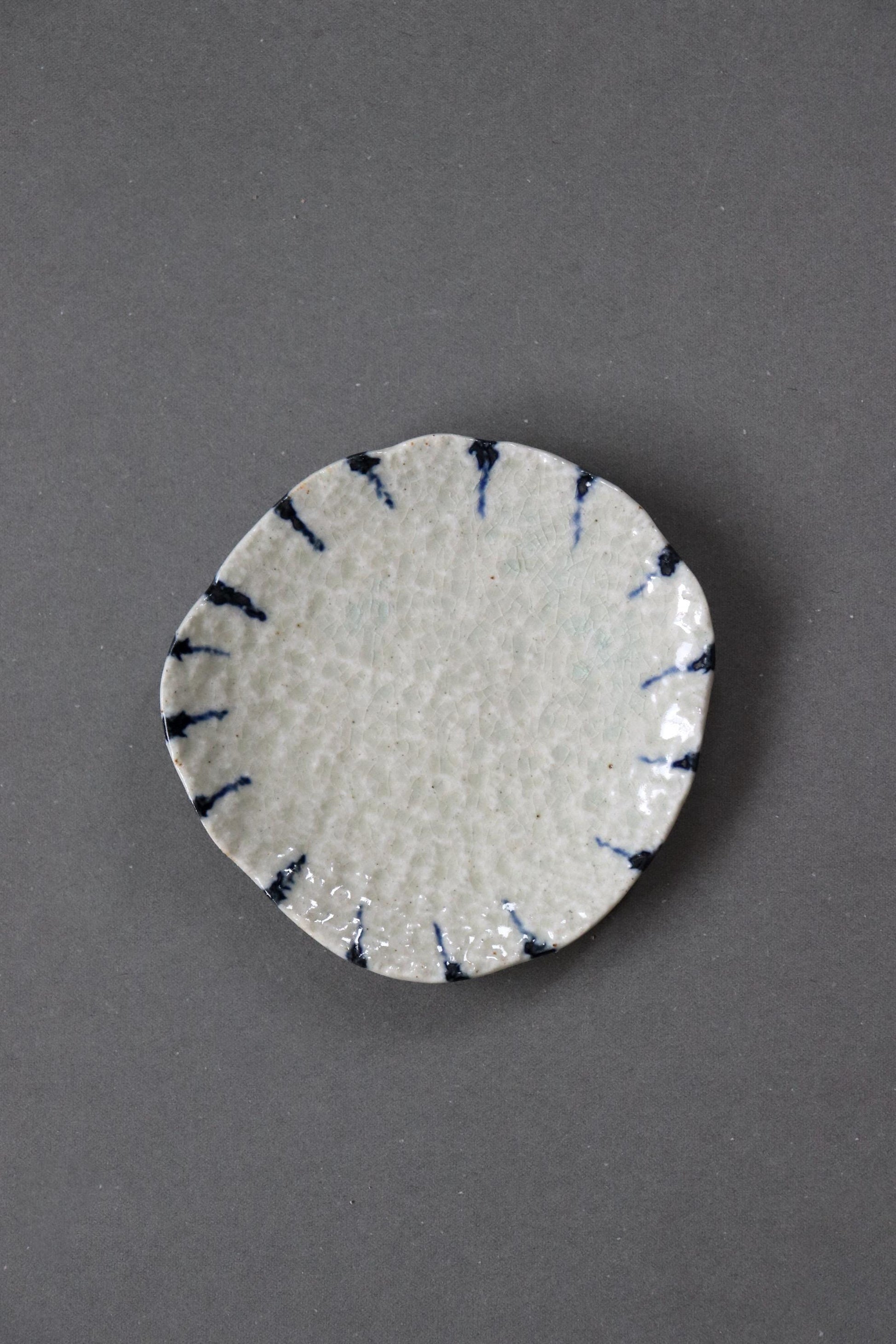 Japanese Tokusa Small Plate – Indigo Striped Mini Dish, Seto Ware Ceramic Side Plate, Traditional Japanese Tableware, Made in Japan