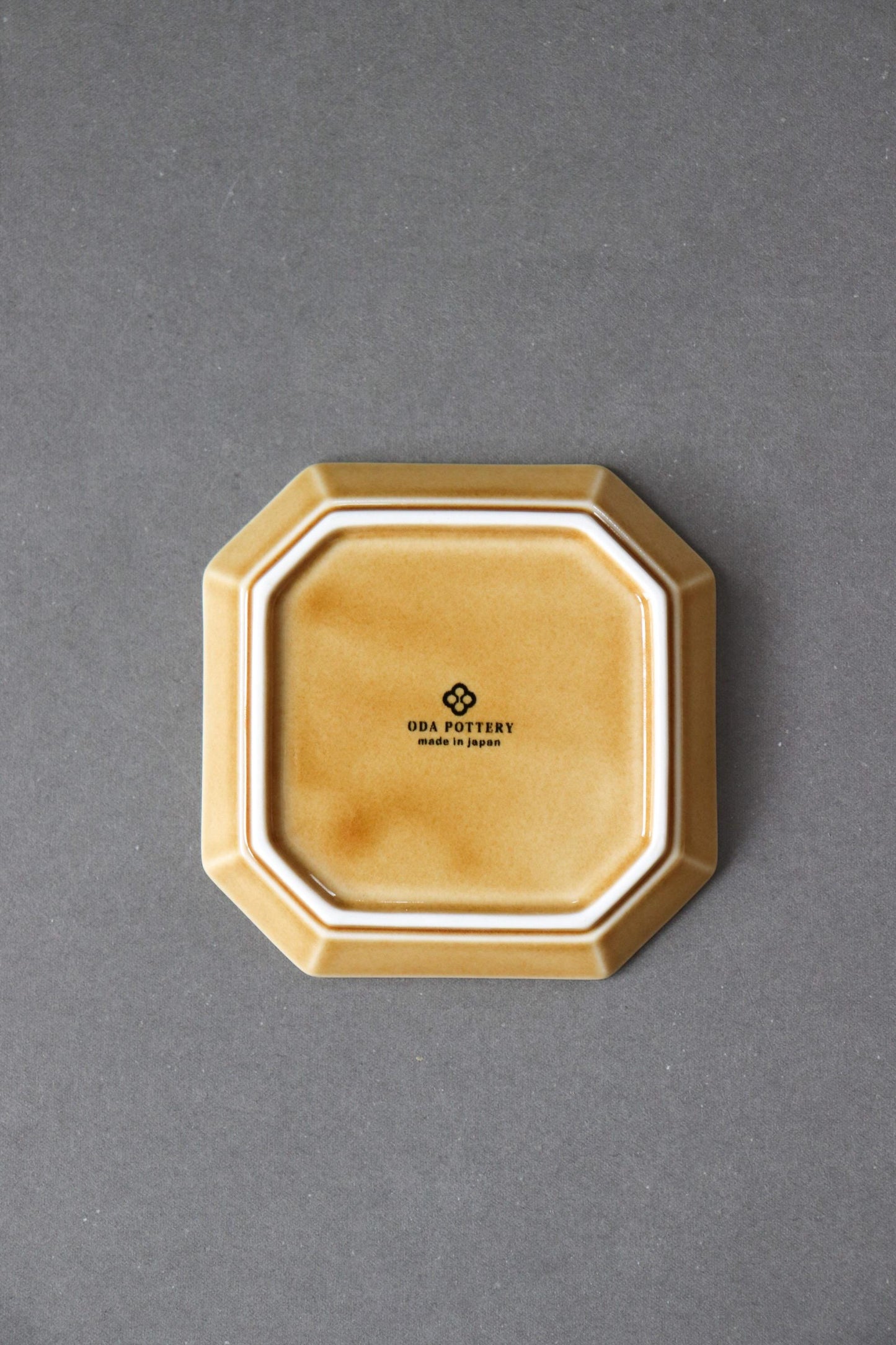 Japanese Mino Ware Amber Octagonal Small Plate, Oda Pottery Sumikiri Jubako 10.5cm, Japanese Ceramic Dish, Wagashi Plate, Soy Sauce Dish