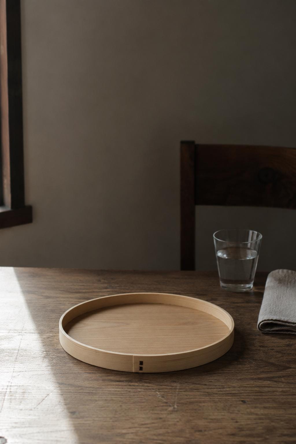 Japanese Kishu Wooden Round Tray | Shiraki Wappa Tray 30cm | Natural Wood Serving Tray | Made in Japan | Minimal Tea and Dining Tray