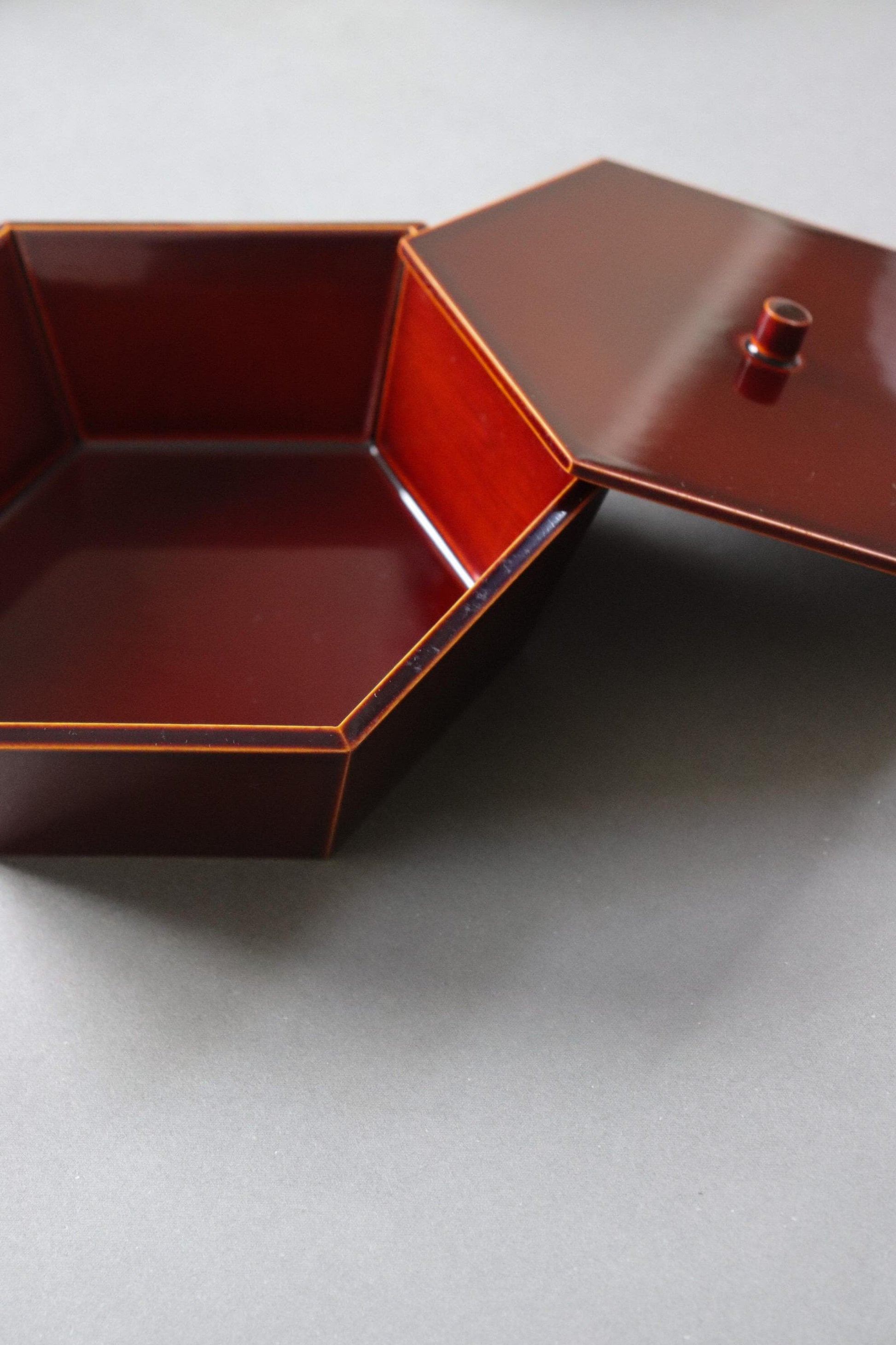 Unused Vintage Hida Takayama Shunkei Nuri Lacquer Box, Hexagonal Japanese Urushi Container, Wagashi Sweets Box, Tea Ceremony Decor