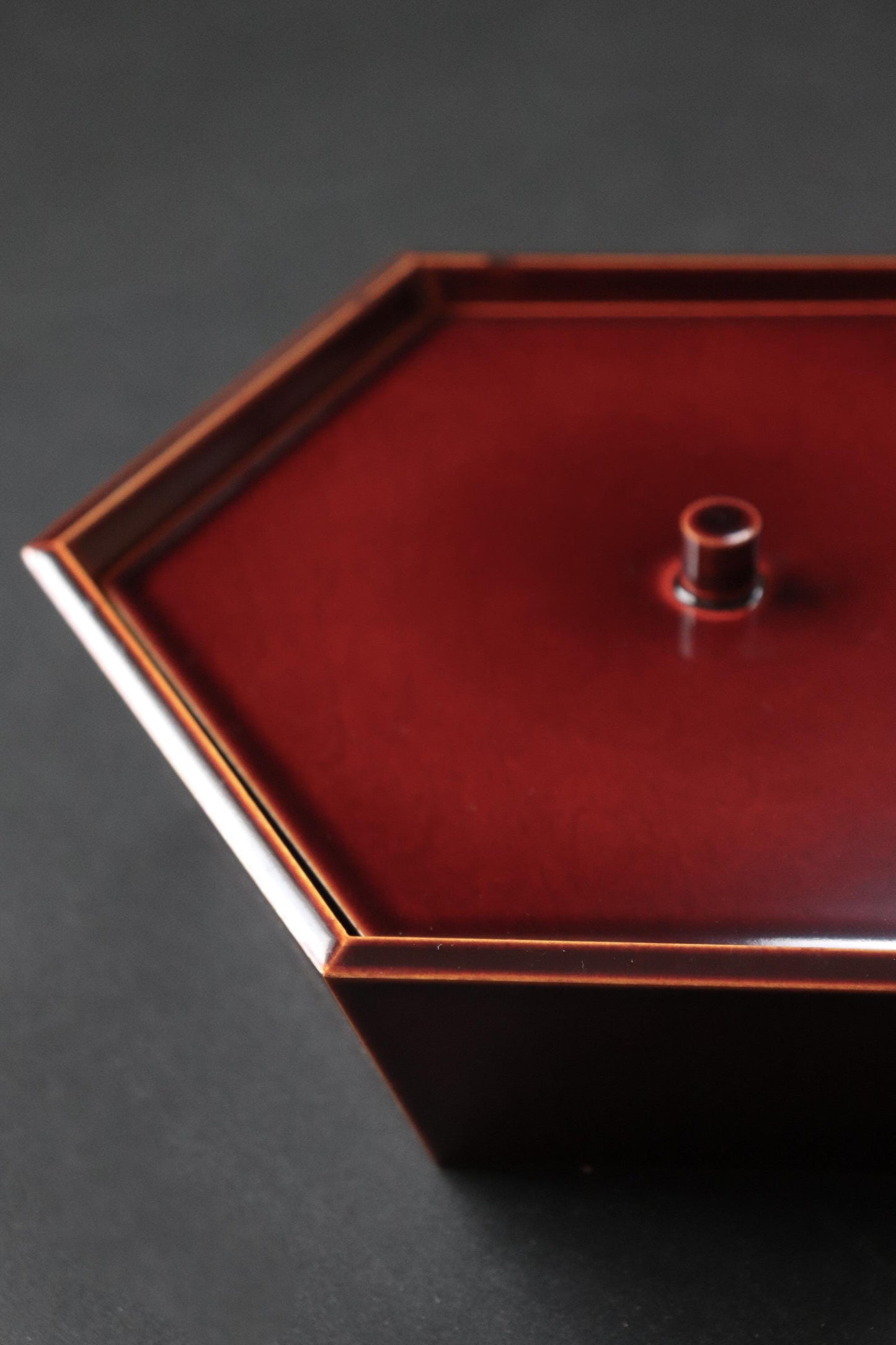 Unused Vintage Hida Takayama Shunkei Nuri Lacquer Box, Hexagonal Japanese Urushi Container, Wagashi Sweets Box, Tea Ceremony Decor