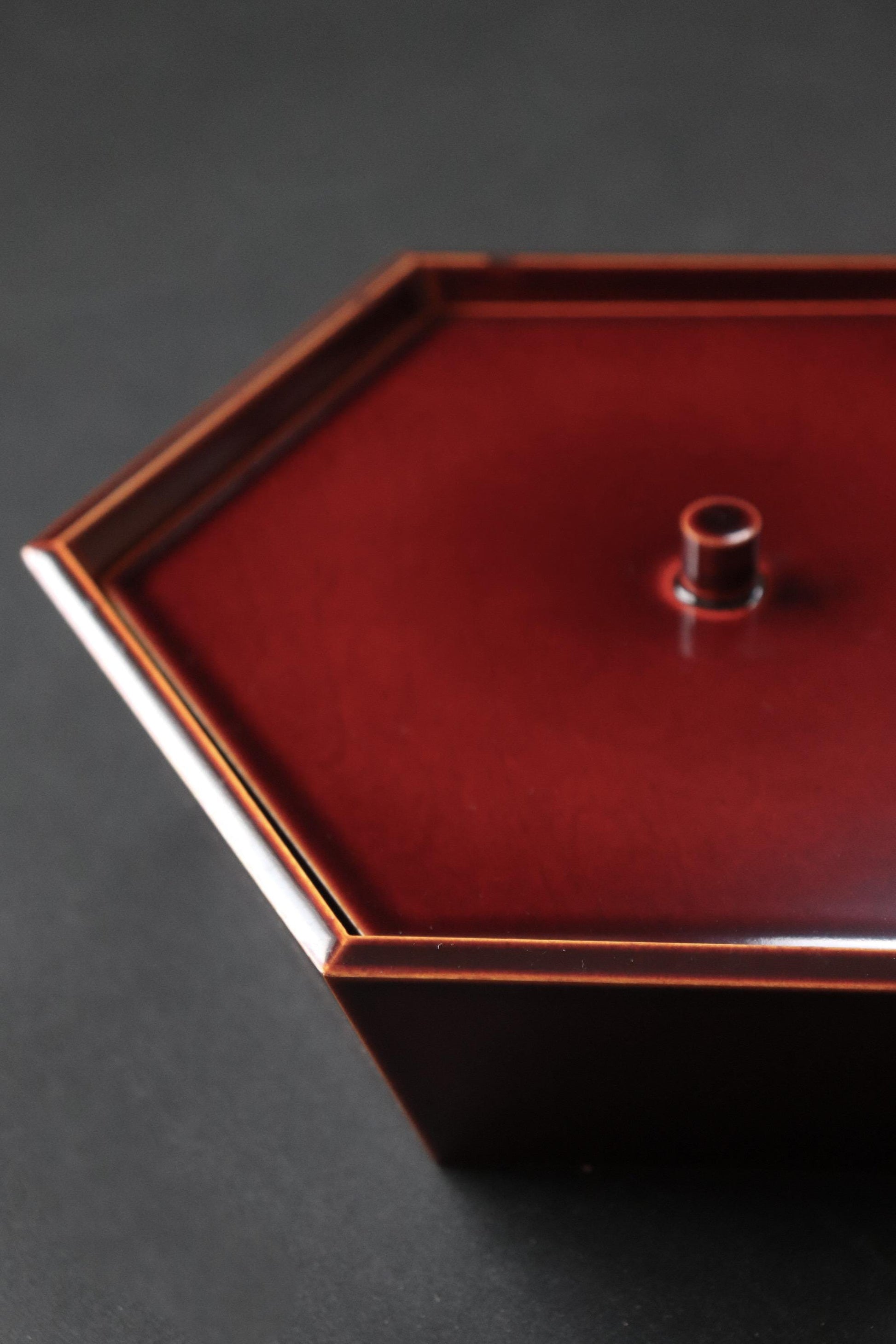Unused Vintage Hida Takayama Shunkei Nuri Lacquer Box, Hexagonal Japanese Urushi Container, Wagashi Sweets Box, Tea Ceremony Decor