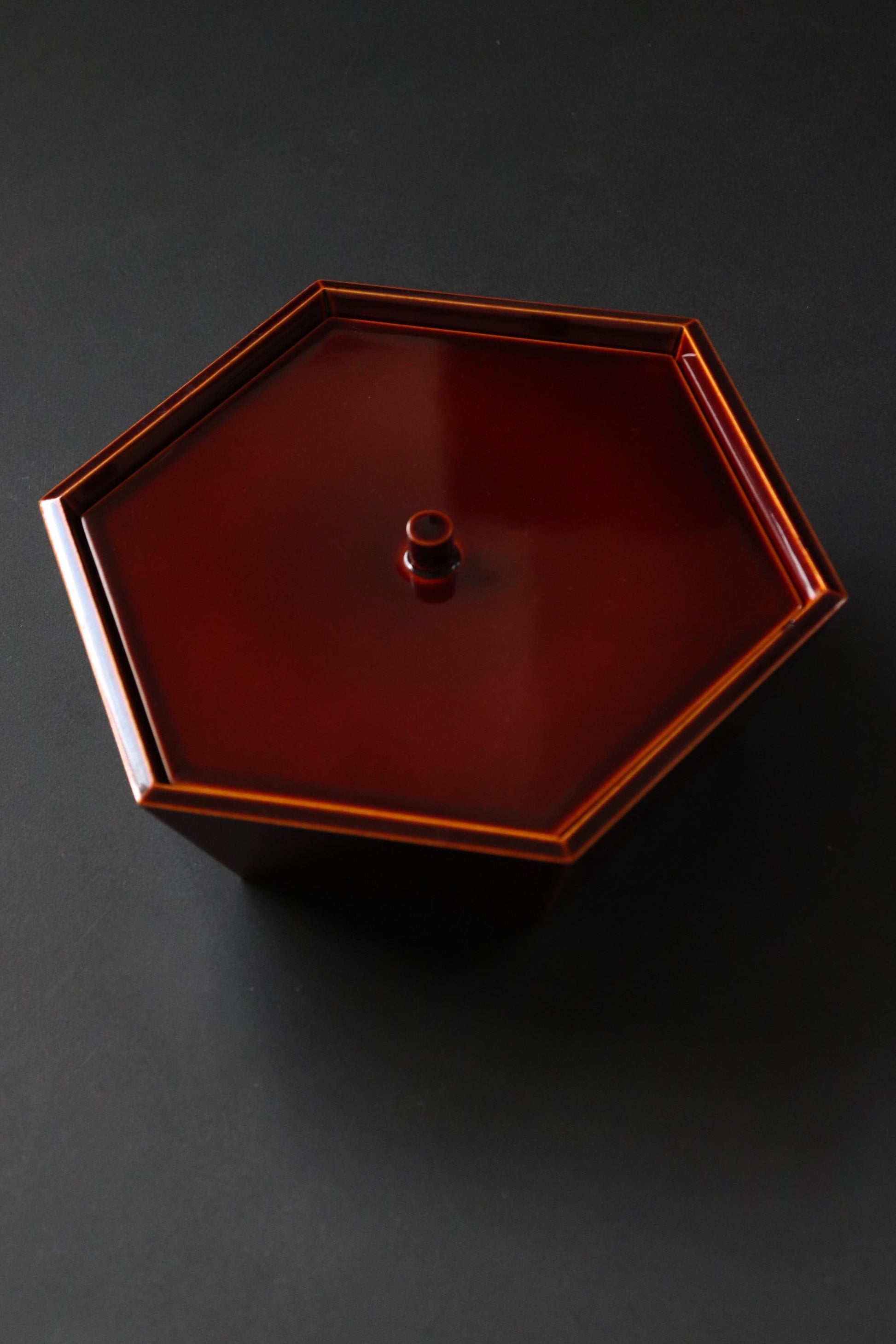 Unused Vintage Hida Takayama Shunkei Nuri Lacquer Box, Hexagonal Japanese Urushi Container, Wagashi Sweets Box, Tea Ceremony Decor