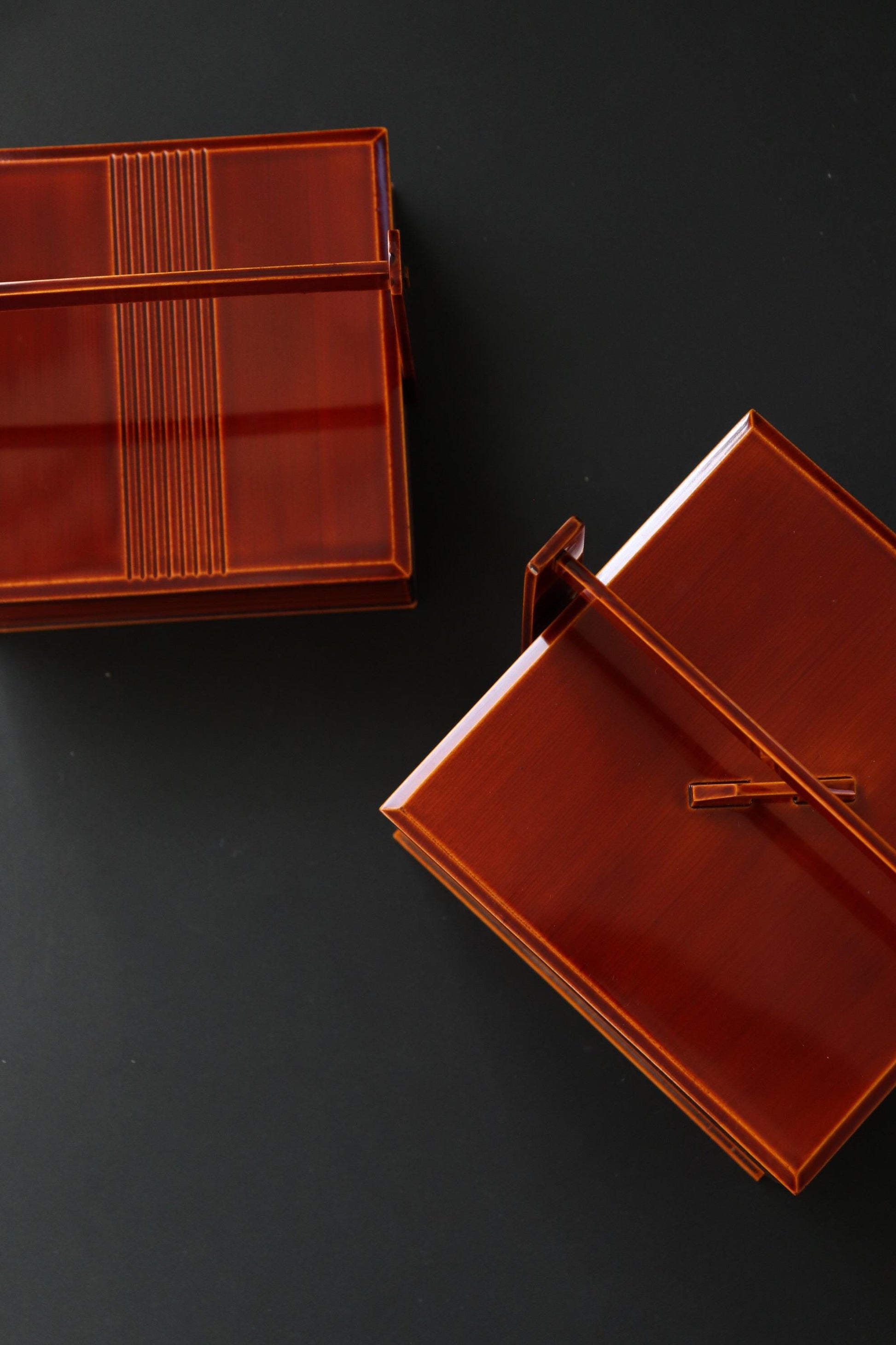 Unused Vintage Hida Takayama Shunkei Nuri Carry Box, Japanese Lacquer Storage Box with Handle, Tea Ceremony & Wagashi Container
