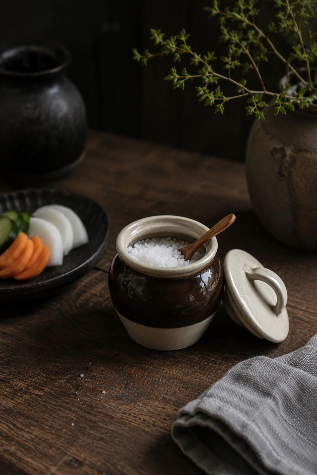 Handmade Mashiko Ware Mini Ceramic Jar with Lid, Japanese Stoneware Salt Cellar, Sugar Jar, Small Pickle Pot, Condiment Container