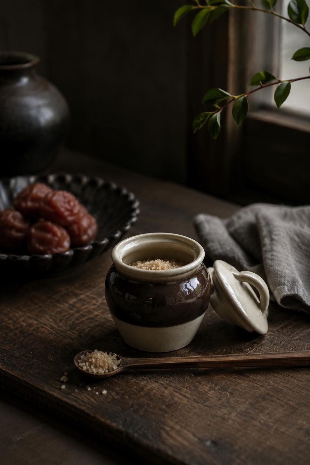 Handmade Mashiko Ware Mini Ceramic Jar with Lid, Japanese Stoneware Salt Cellar, Sugar Jar, Small Pickle Pot, Condiment Container