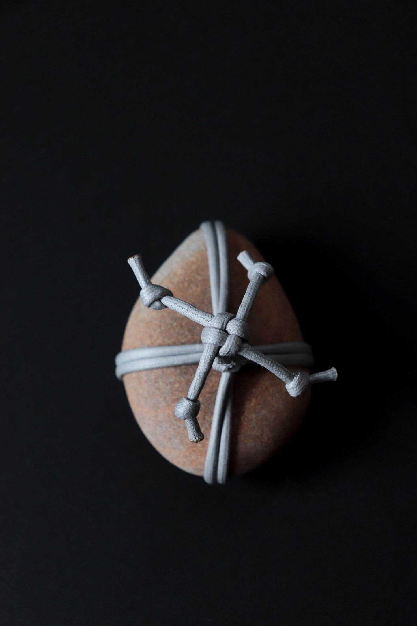 Japanese Sekimori Ishi Boundary Stone | Sunset Orange Niigata River Stone | Gray Wax Cord | Wabi Sabi Zen Garden Object | Made in Japan
