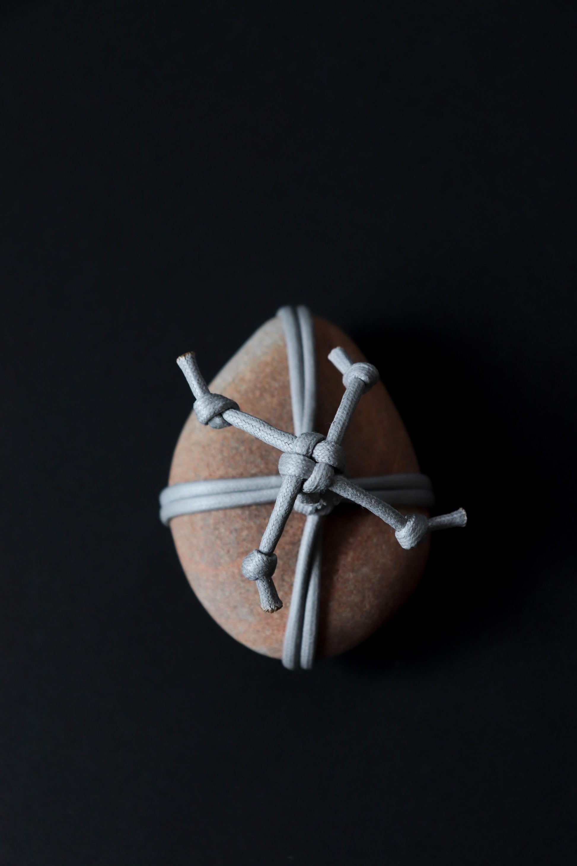 Japanese Sekimori Ishi Boundary Stone | Sunset Orange Niigata River Stone | Gray Wax Cord | Wabi Sabi Zen Garden Object | Made in Japan