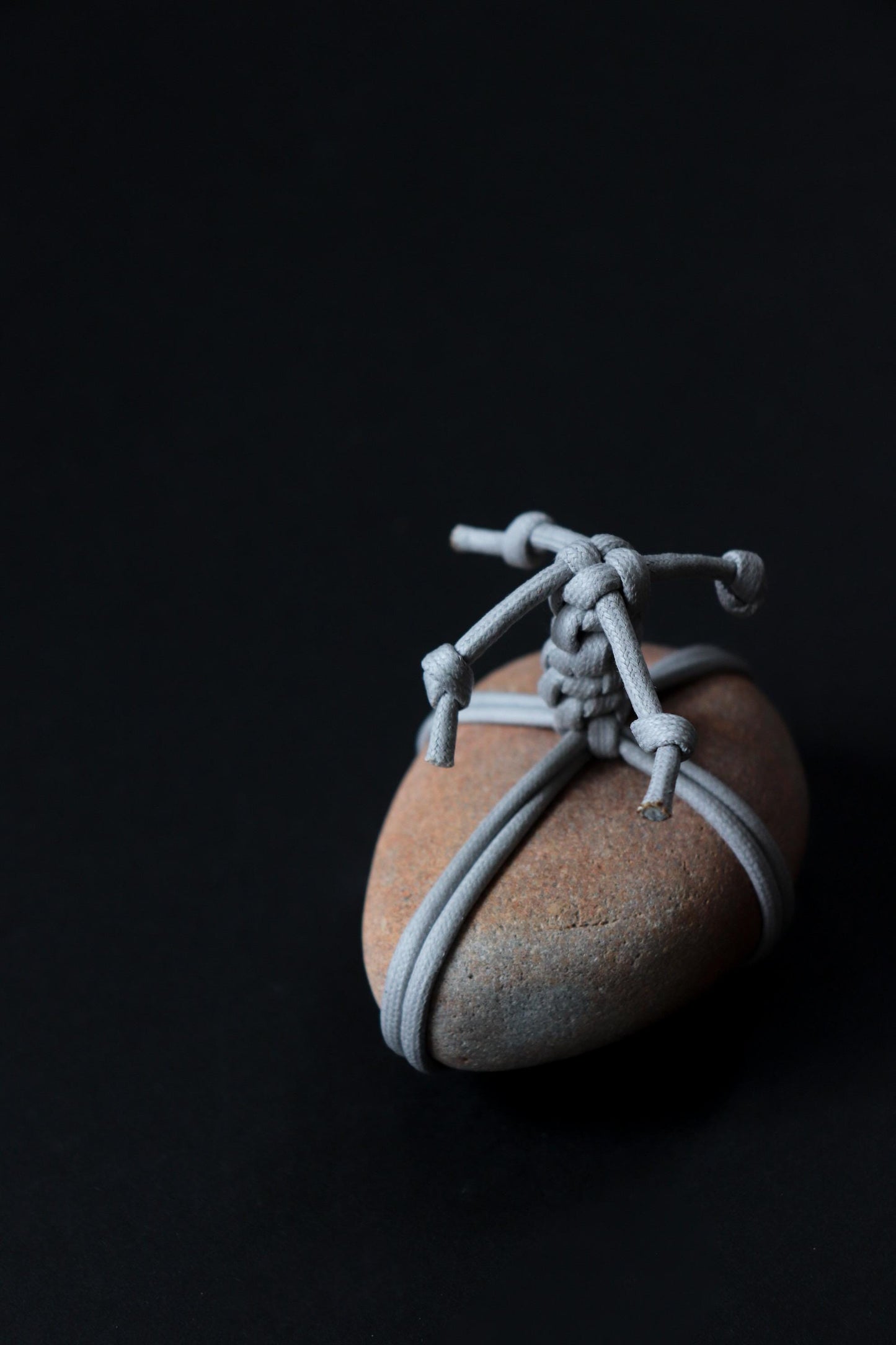 Japanese Sekimori Ishi Boundary Stone | Sunset Orange Niigata River Stone | Gray Wax Cord | Wabi Sabi Zen Garden Object | Made in Japan