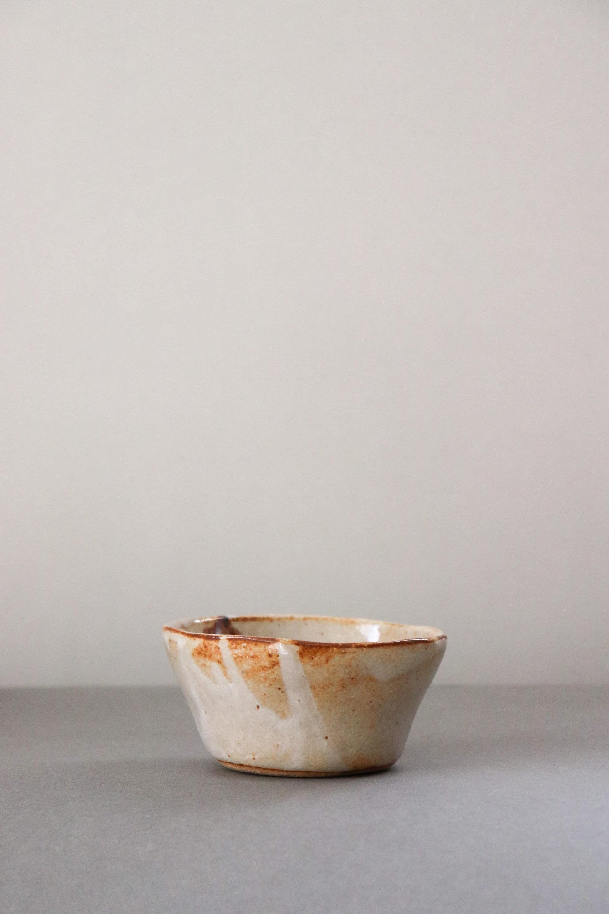 One-of-a-Kind Japanese Ceramic Kobachi Bowl | Handmade Pottery Bowl | Rustic White Glaze Serving Dish |Wabi Sabi Artisan Bowl |Made in Japan