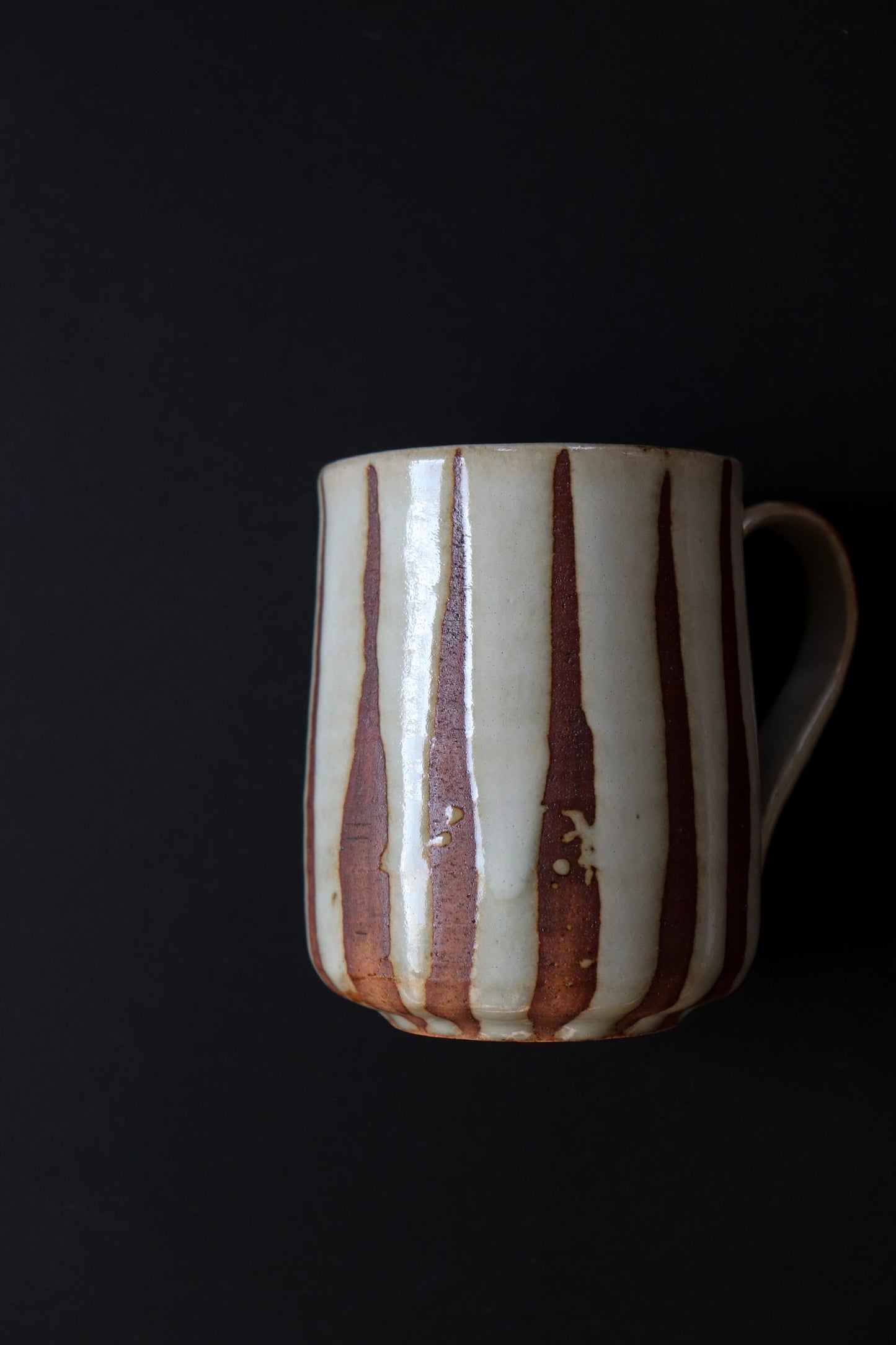 One-of-a-Kind Japanese Pottery Mug | Handmade BABA Toro Mug | Striped Ceramic Coffee Cup | 300ml Artisan Mug Made in Japan