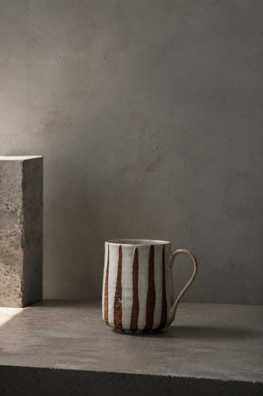 One-of-a-Kind Japanese Pottery Mug | Handmade BABA Toro Mug | Striped Ceramic Coffee Cup | 300ml Artisan Mug Made in Japan