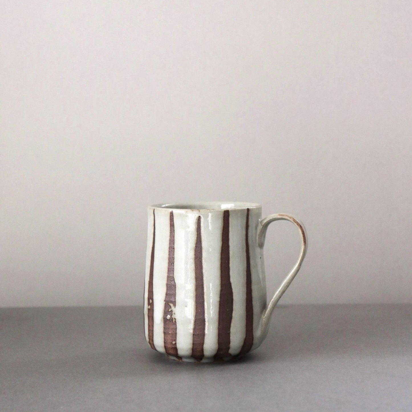One-of-a-Kind Japanese Pottery Mug | Handmade BABA Toro Mug | Striped Ceramic Coffee Cup | 300ml Artisan Mug Made in Japan